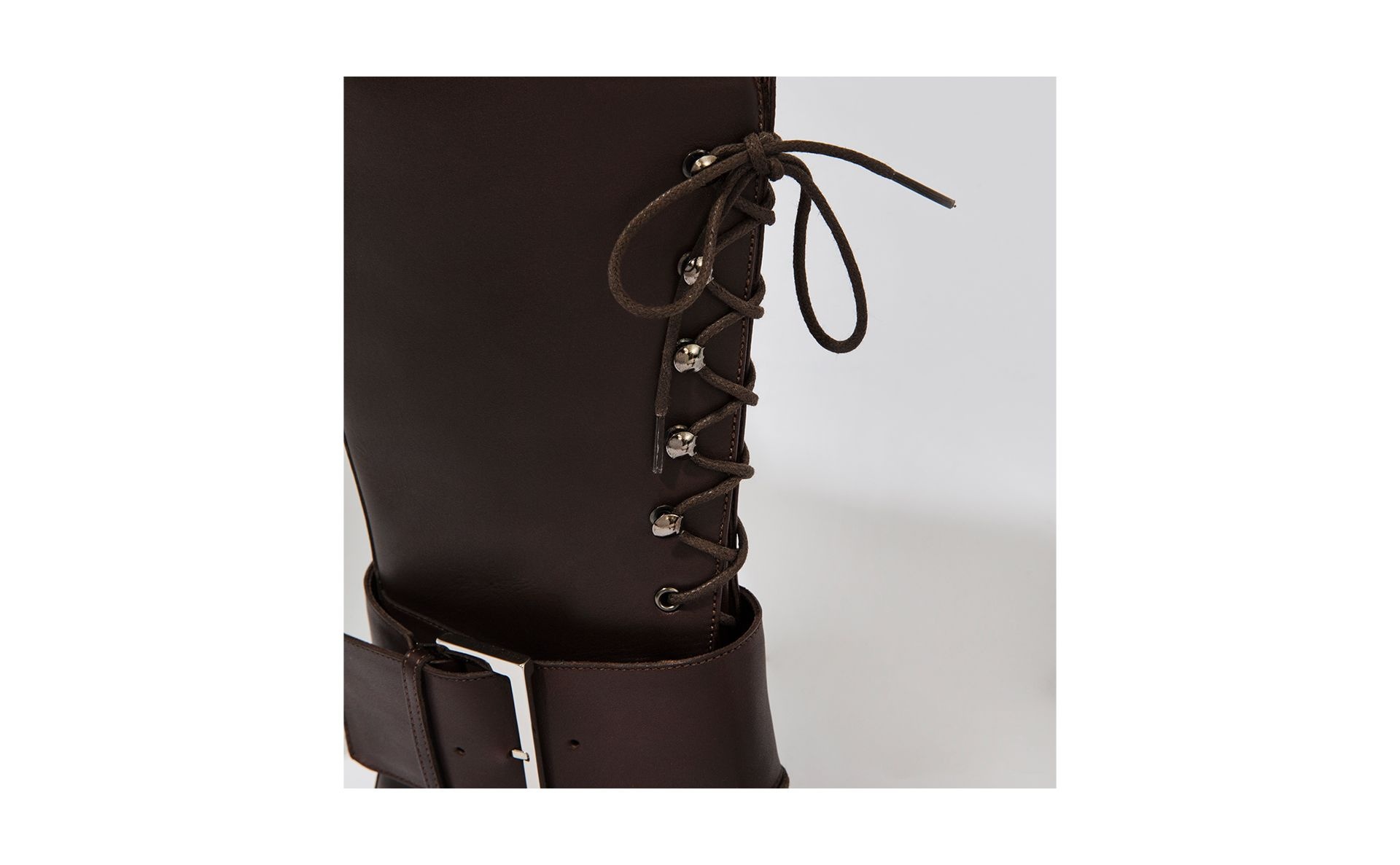 Dark Brown Calf Leather Lace-Up Boots - 5