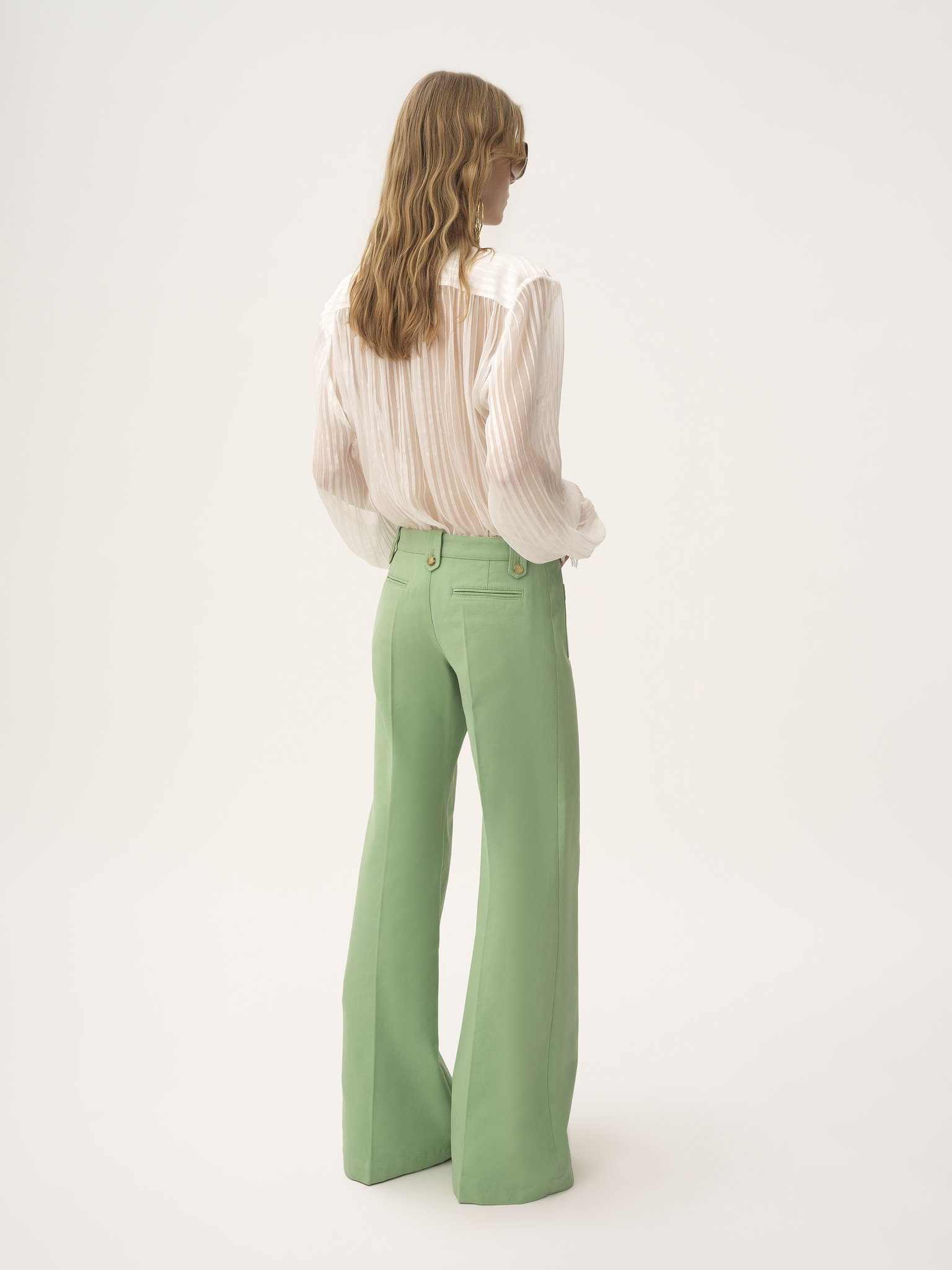 FLARED PANTS IN COTTON CANVAS - 5