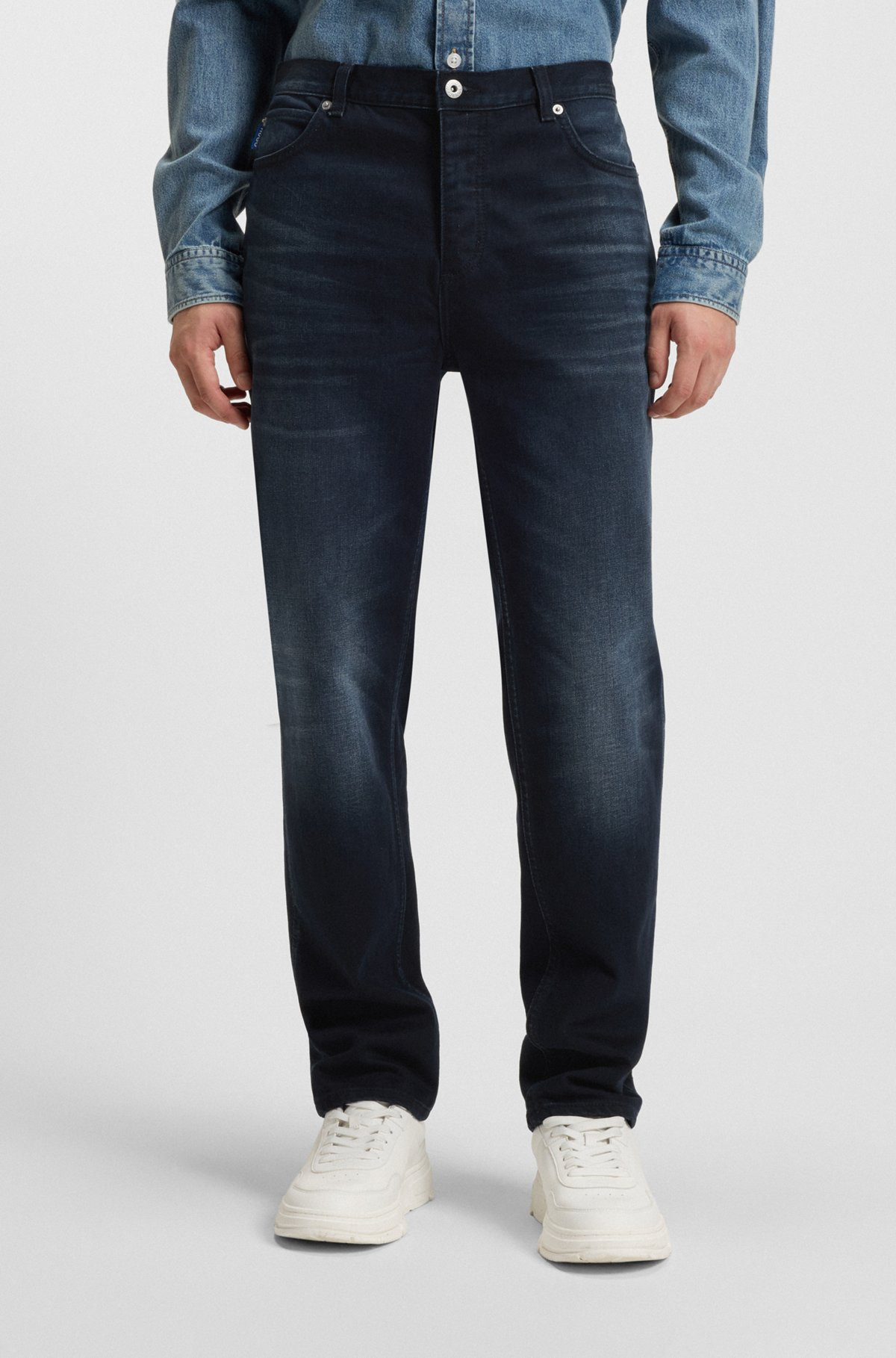 SLIM-FIT JEANS IN BLUE-BLACK STRETCH DENIM - 2