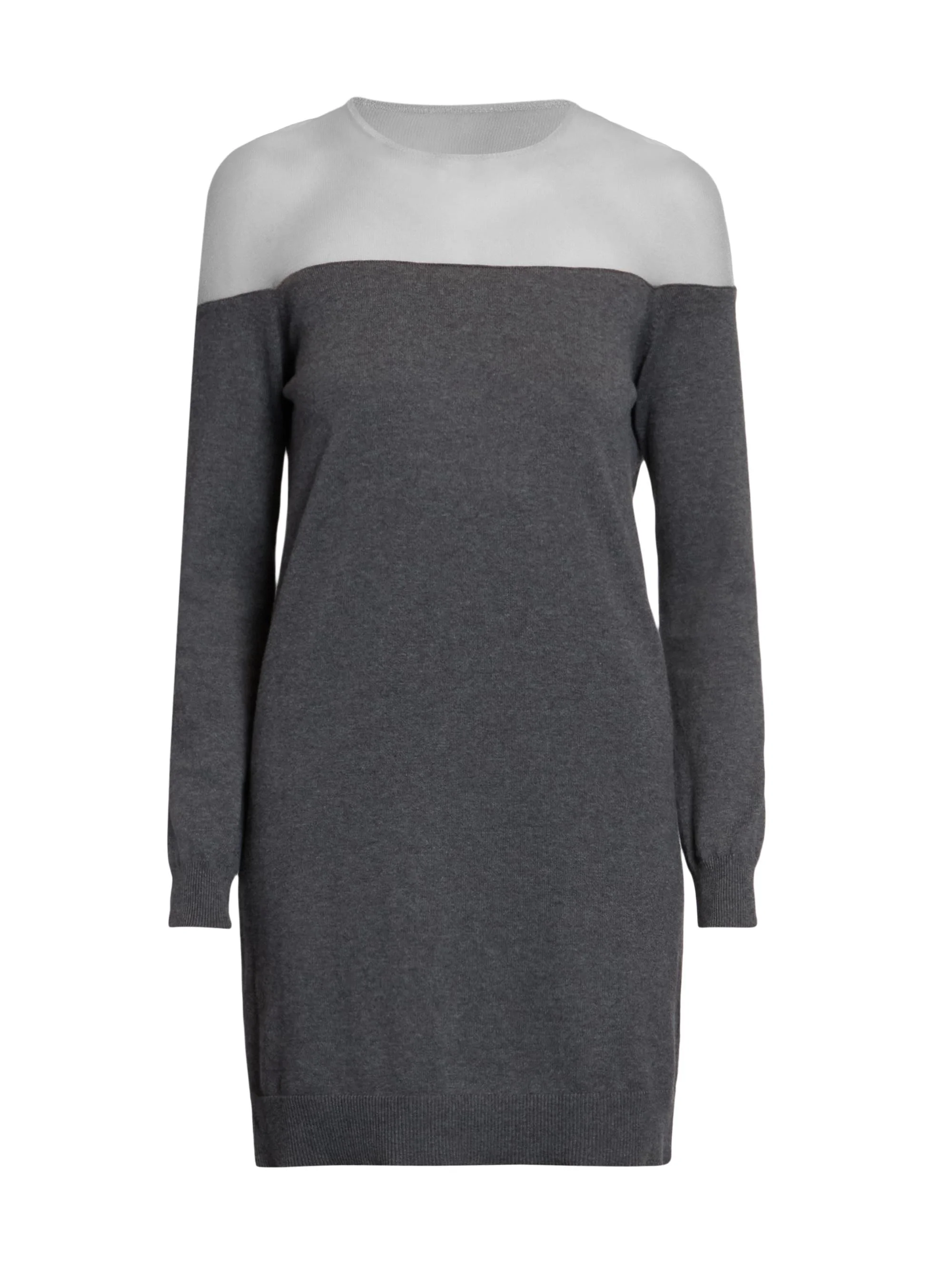 Women's Illusion Long-Sleeve Minidress - Dark Grey Melenge - 1