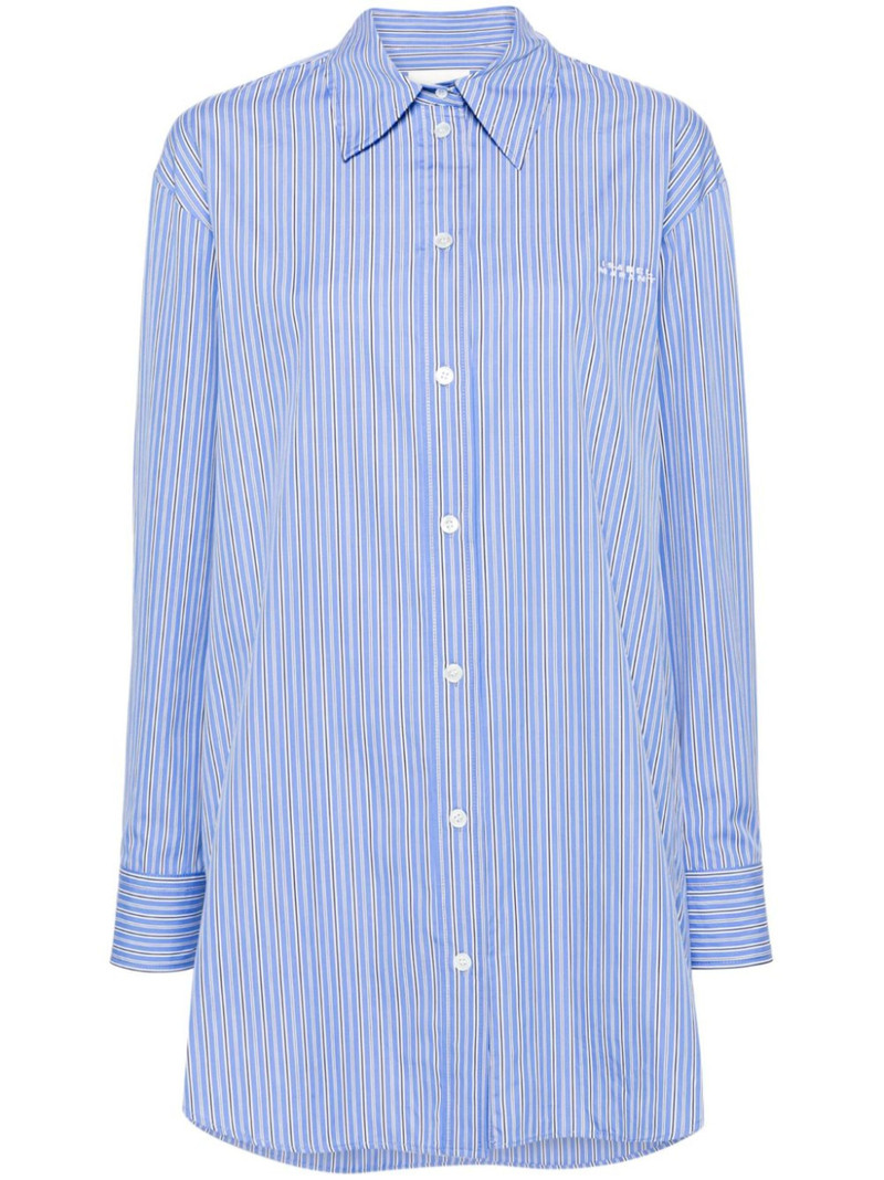 logo-embroidered striped shirt - 1