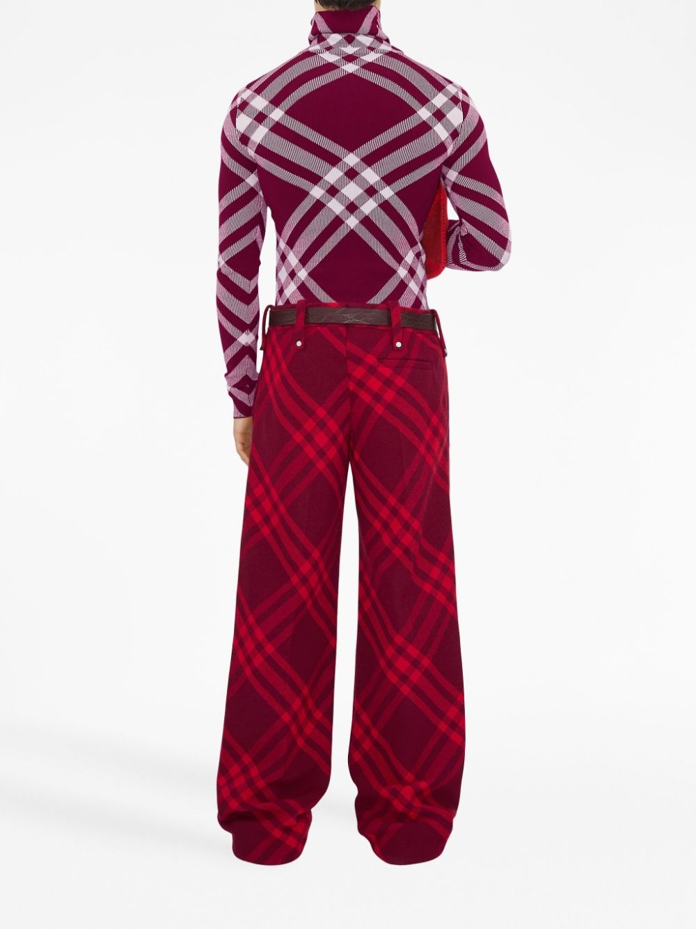 plaid-check wide-leg wool trousers - 4