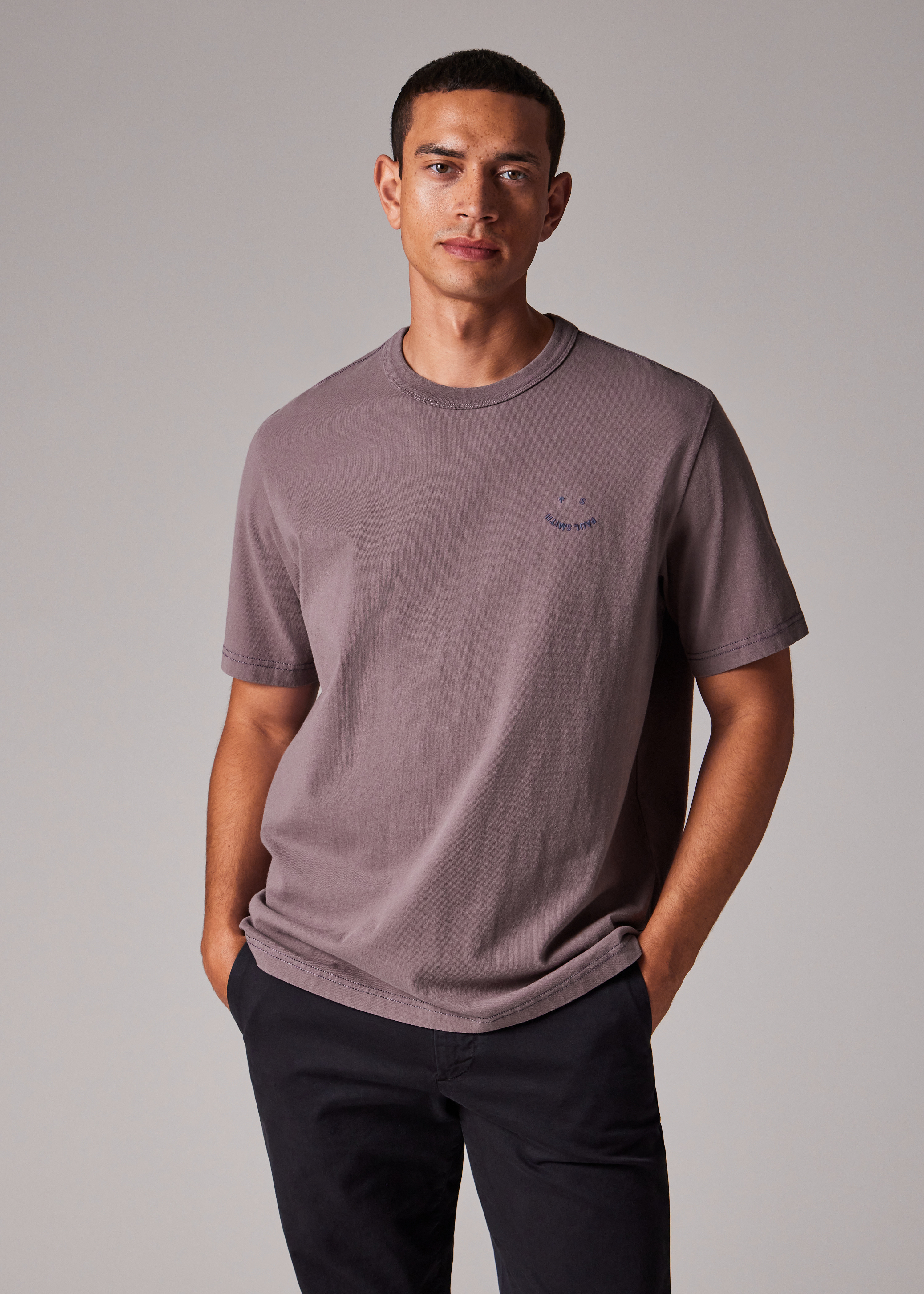 Washed Purple Pigment Dyed 'Happy' T-Shirt - 4