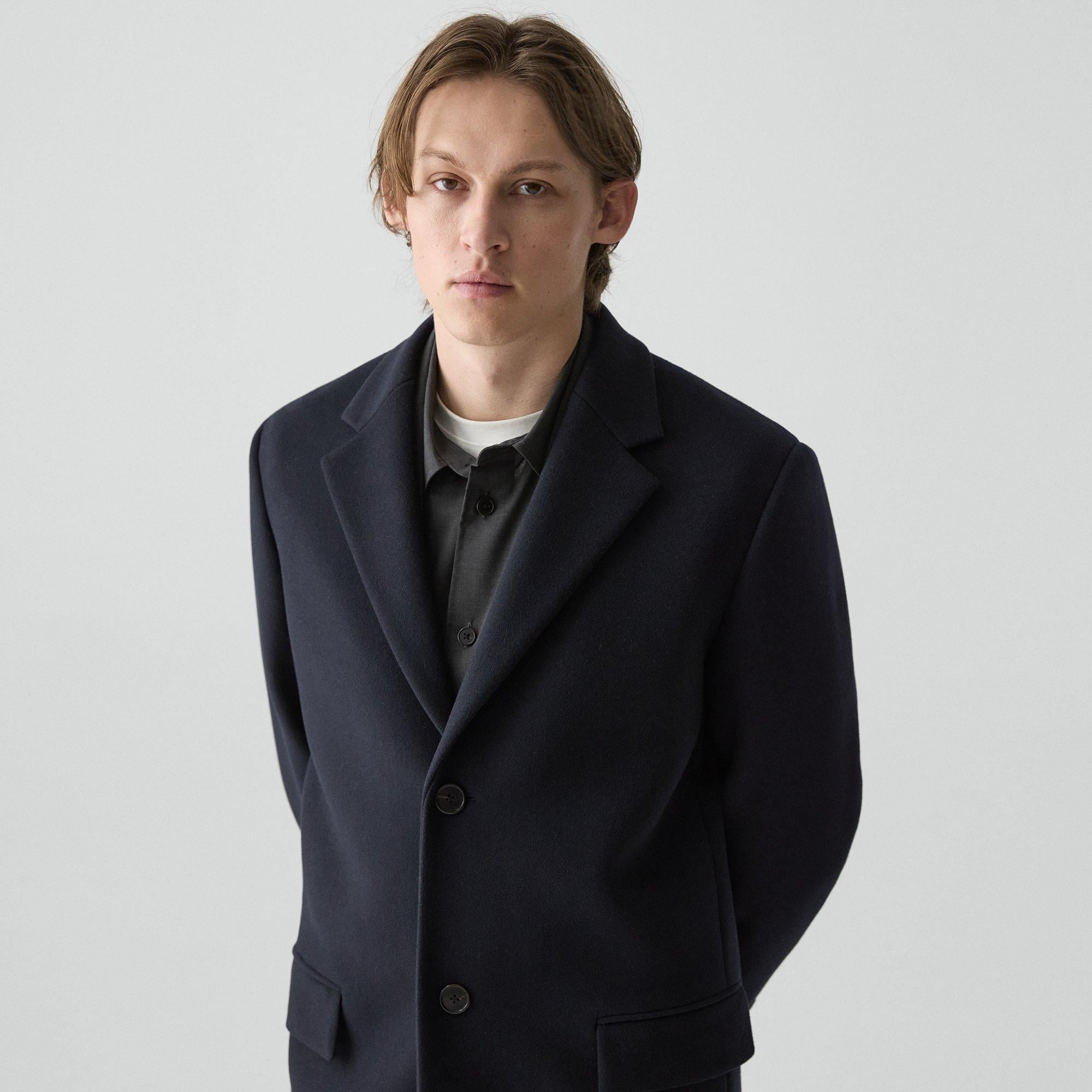 Two-Button Coat in Plush Melton - 5
