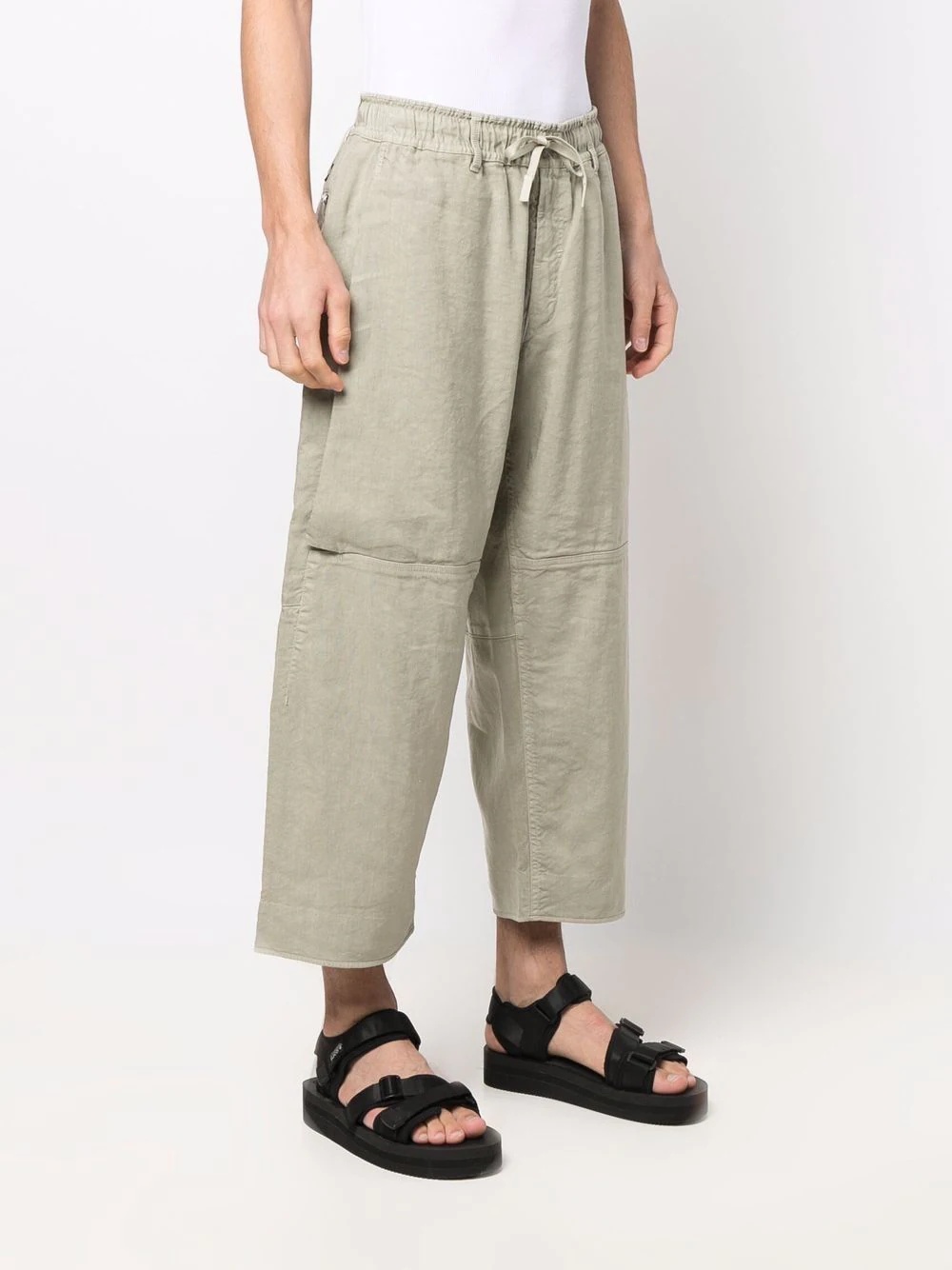 cropped drawstring-waist trousers - 3