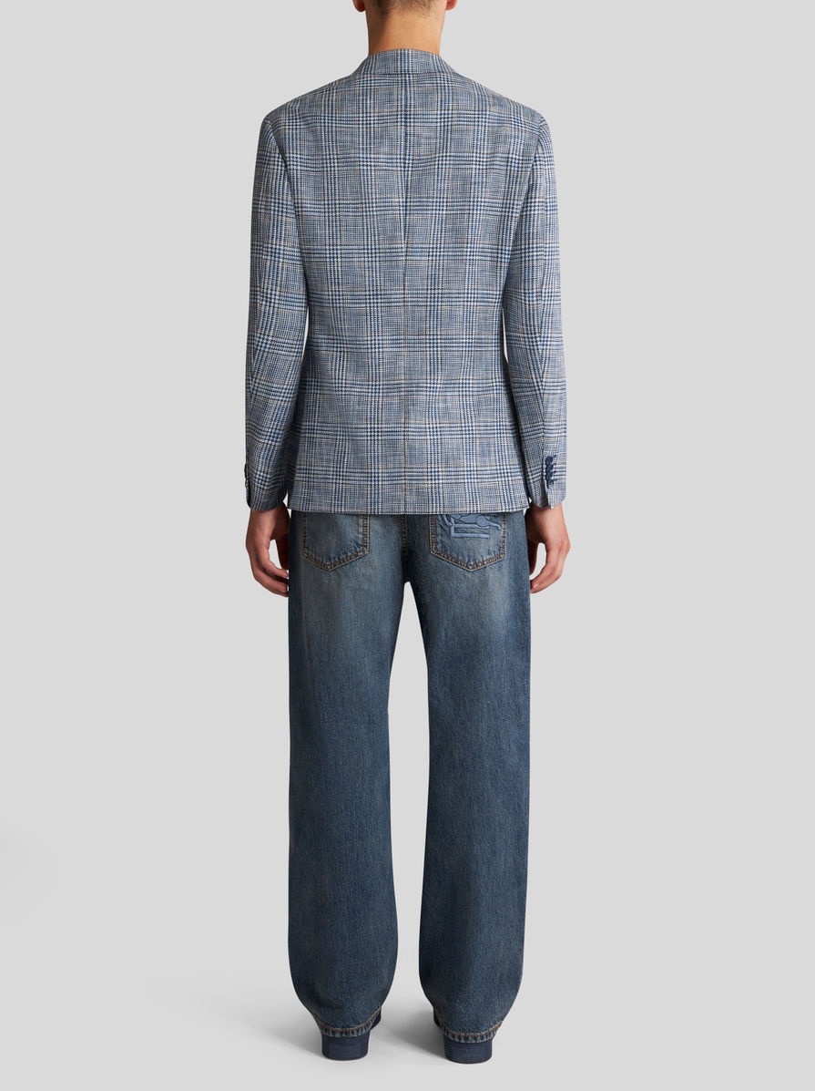 CHECK LINEN- AND COTTON-BLEND BLAZER - 5