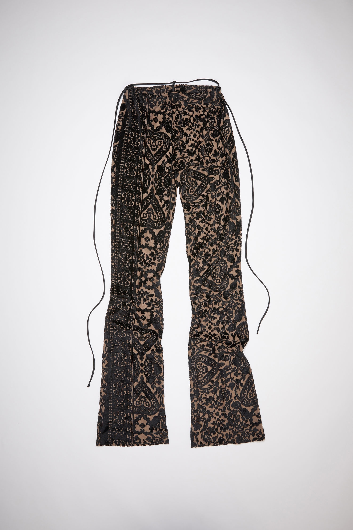 Jacquard trousers - Black/mink brown - 4