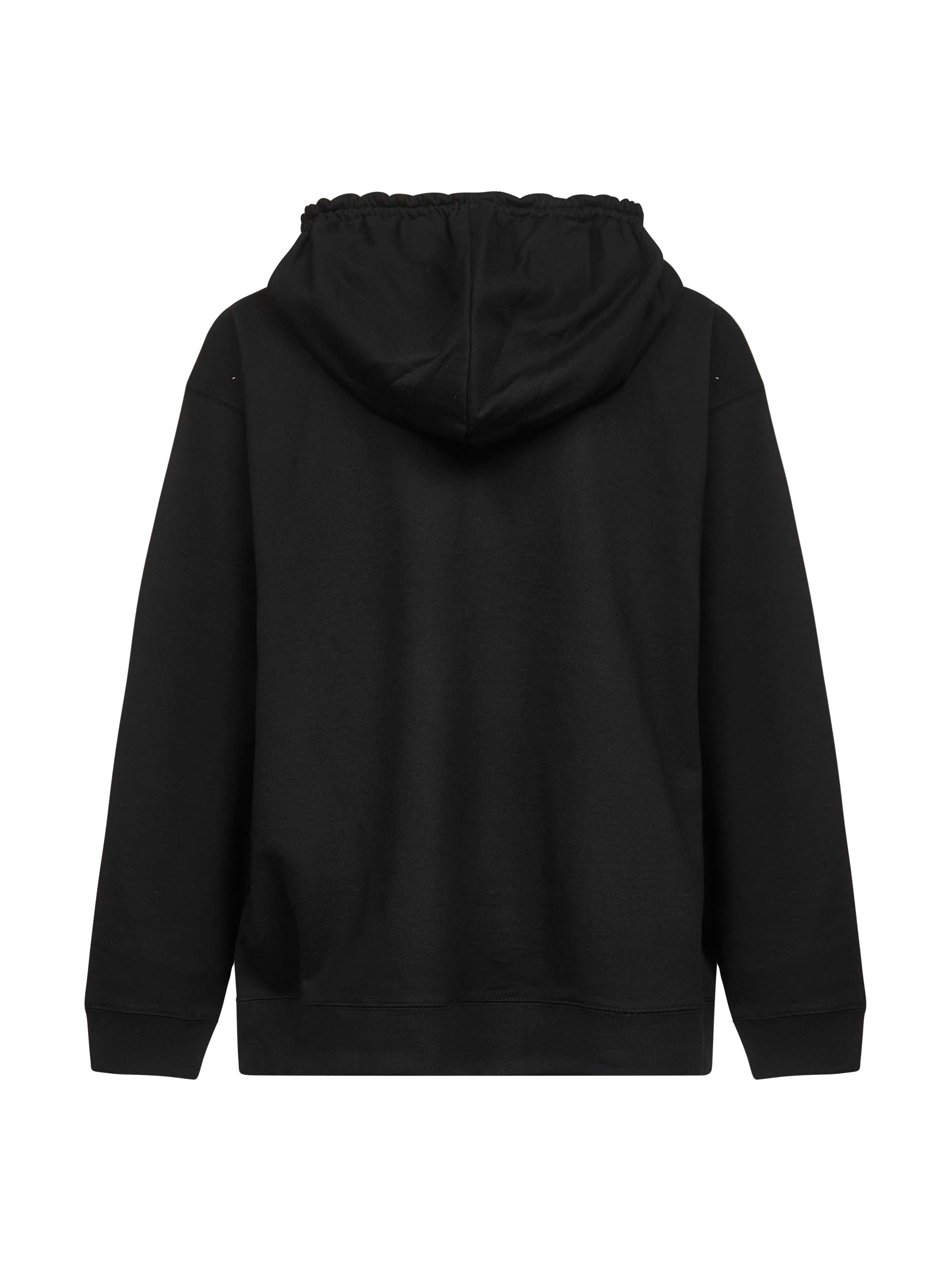 Black cotton loose-fit hoodie - 2