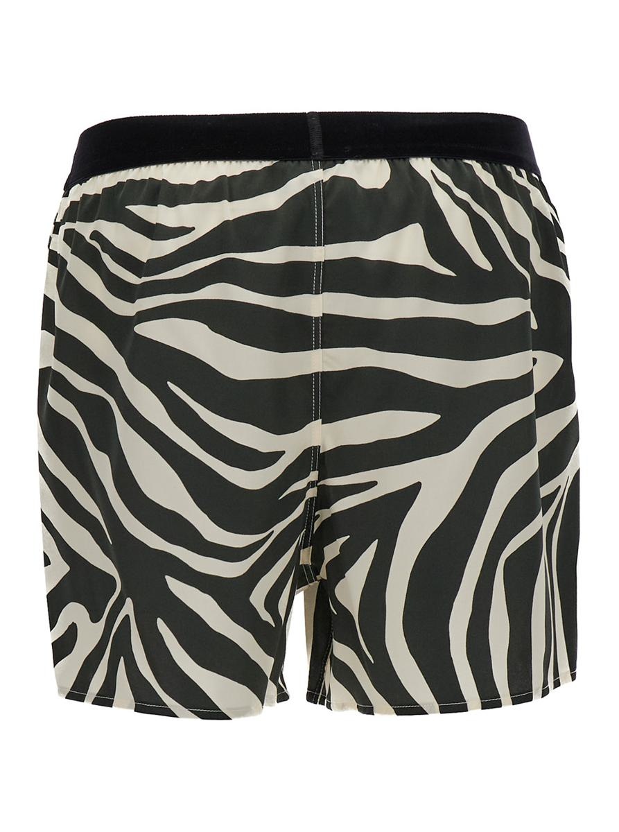 TOM FORD WHITE AND BLACK ALL-OVER ZEBRA PRINT SHORTS IN SILK BLEND WOMAN - 2