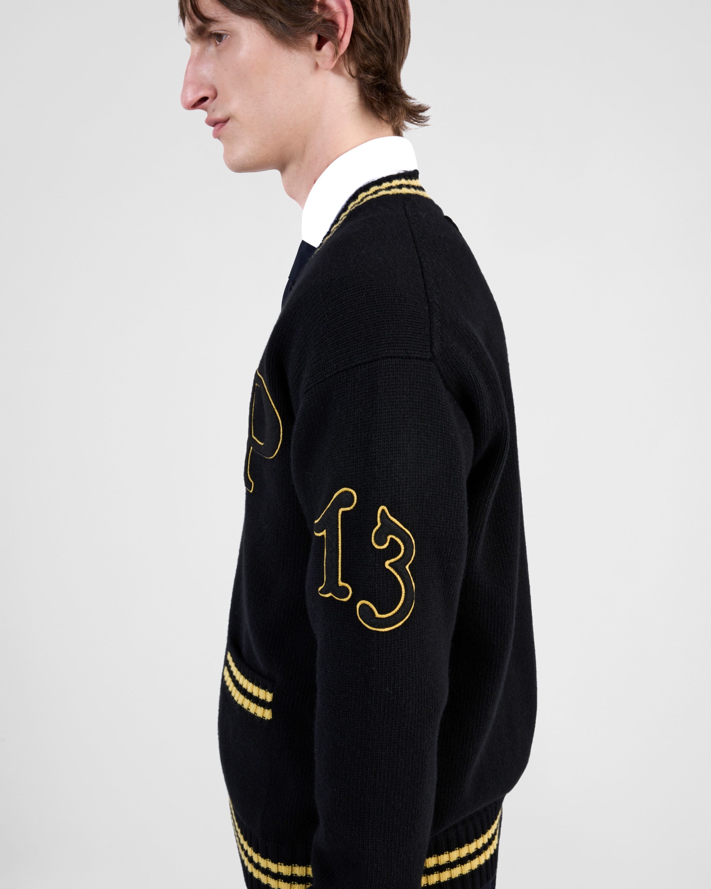 Wool and cashmere cardigan with patches - 4