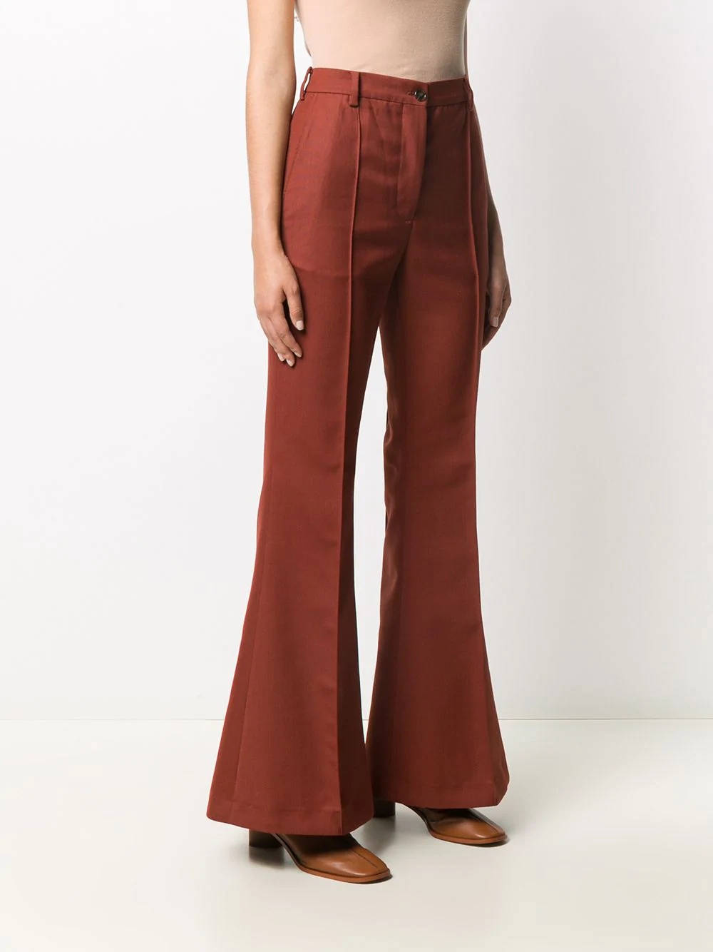 high-waisted flared trousers - 3