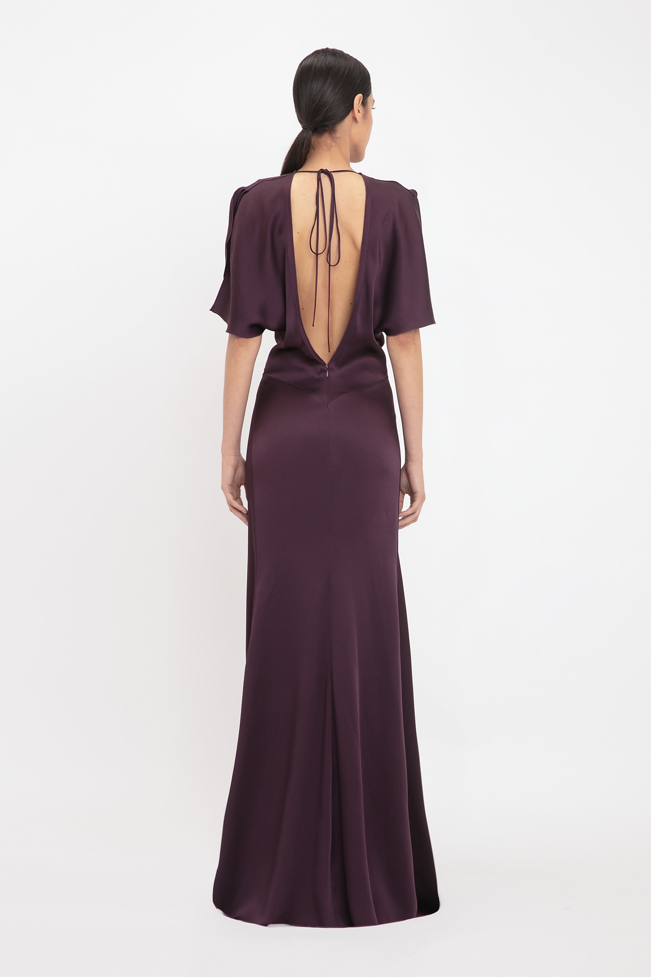 Gathered Waist Floor-Length Dress In Fig - 4