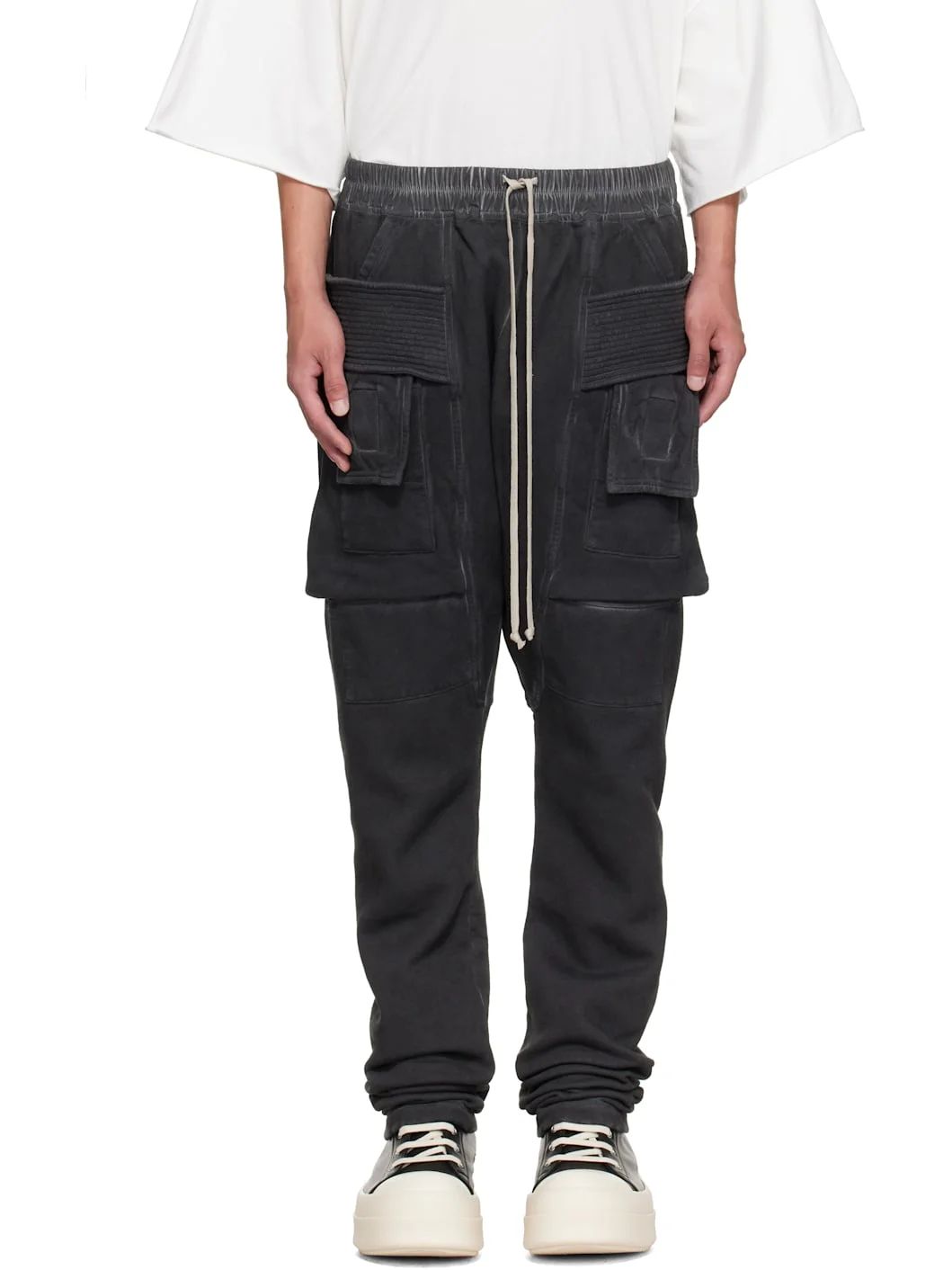 Gray Tower Creatch Drawstring Cargo Pants - 1