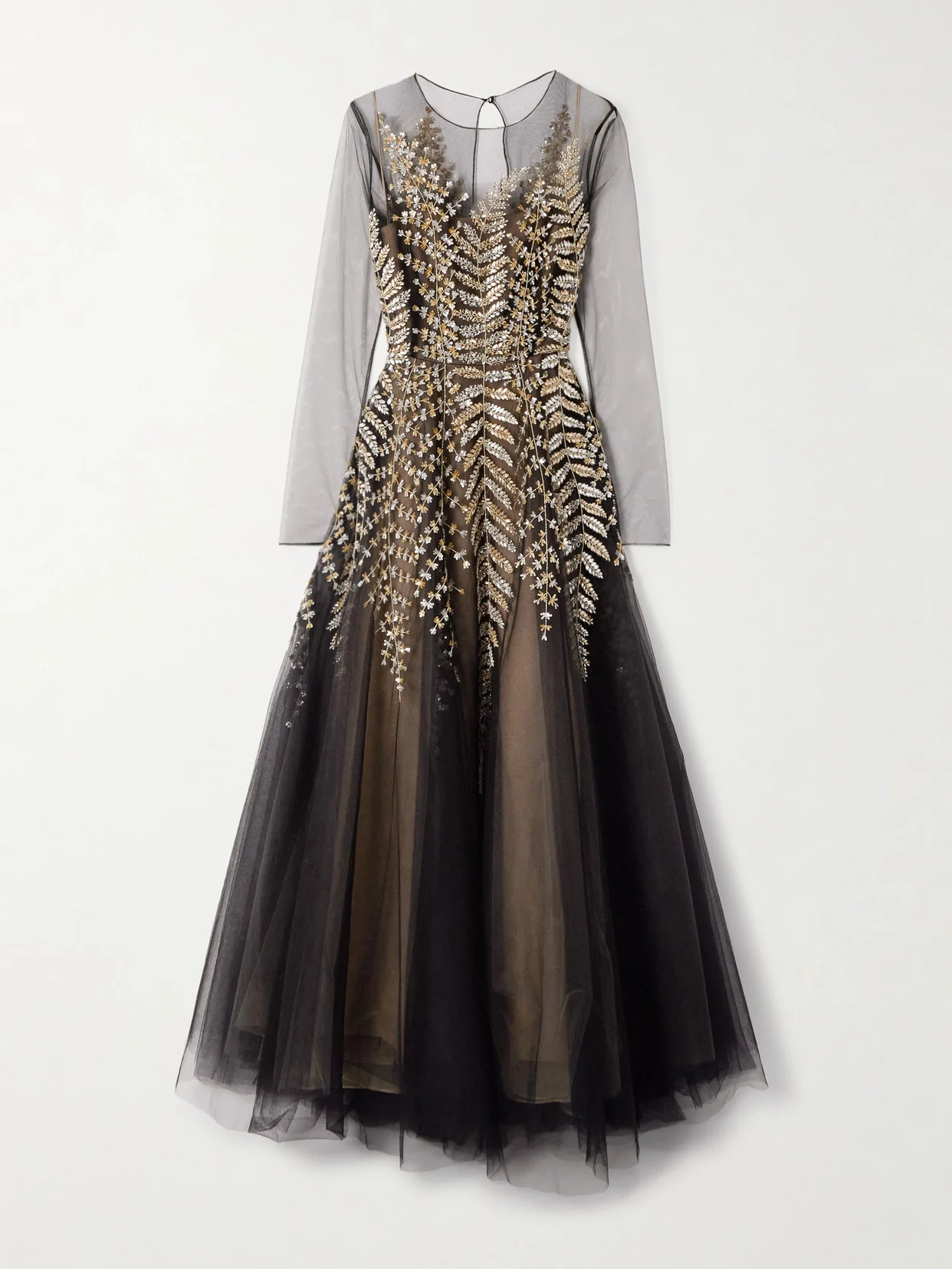 Crystal, Bead And Sequin-embellished Pleated Tulle Midi Dress - 1