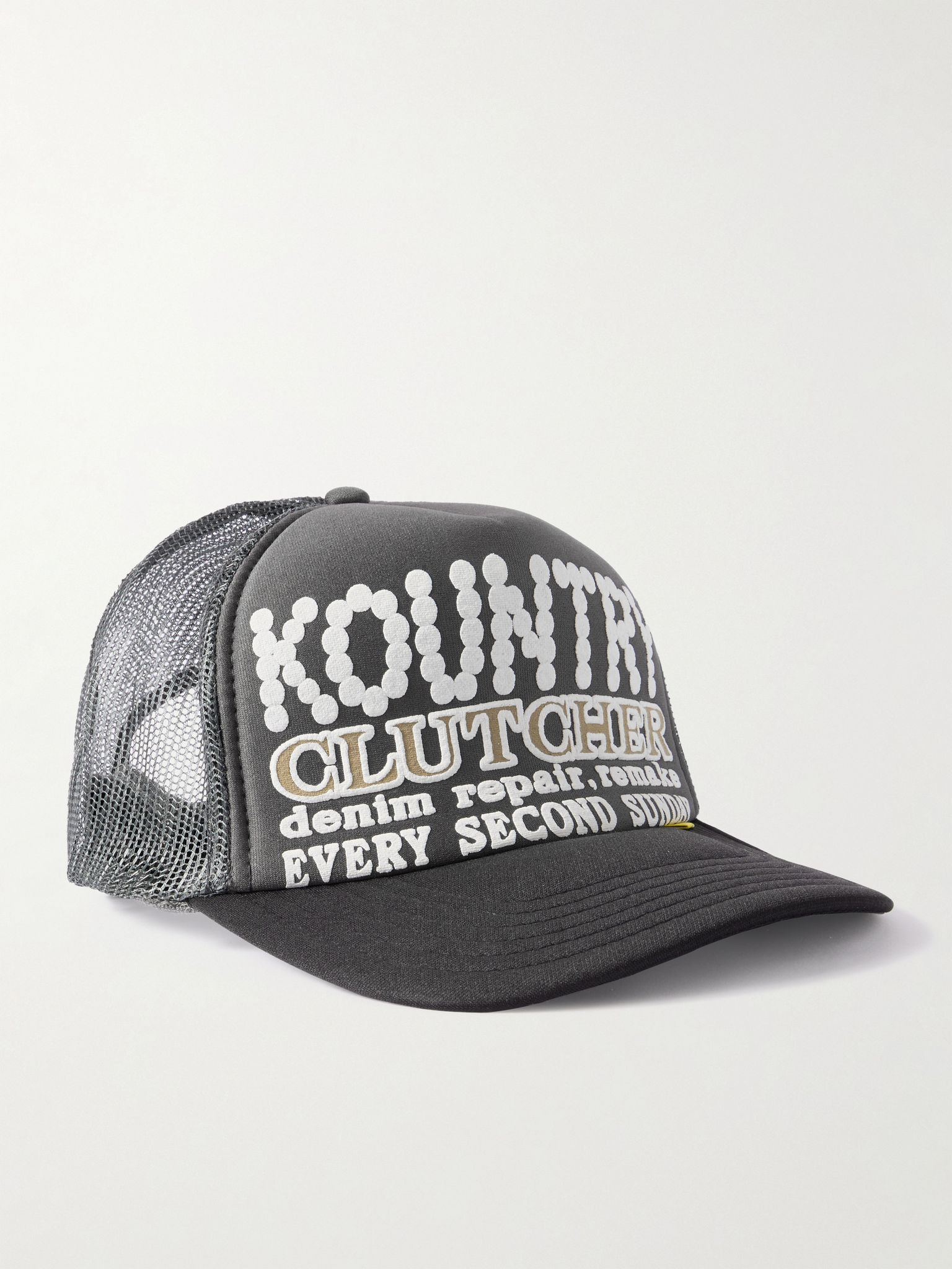 Kountry Pearl Clutcher Printed Canvas and Mesh Trucker Cap Gray - 1