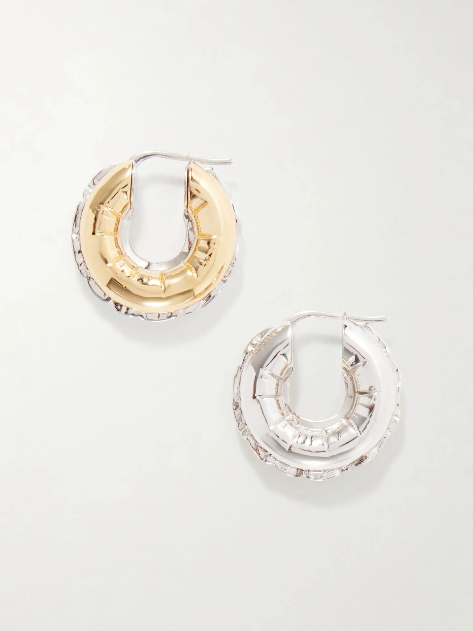 Inflated Hoop gold and silver-tone earrings Silver - 1