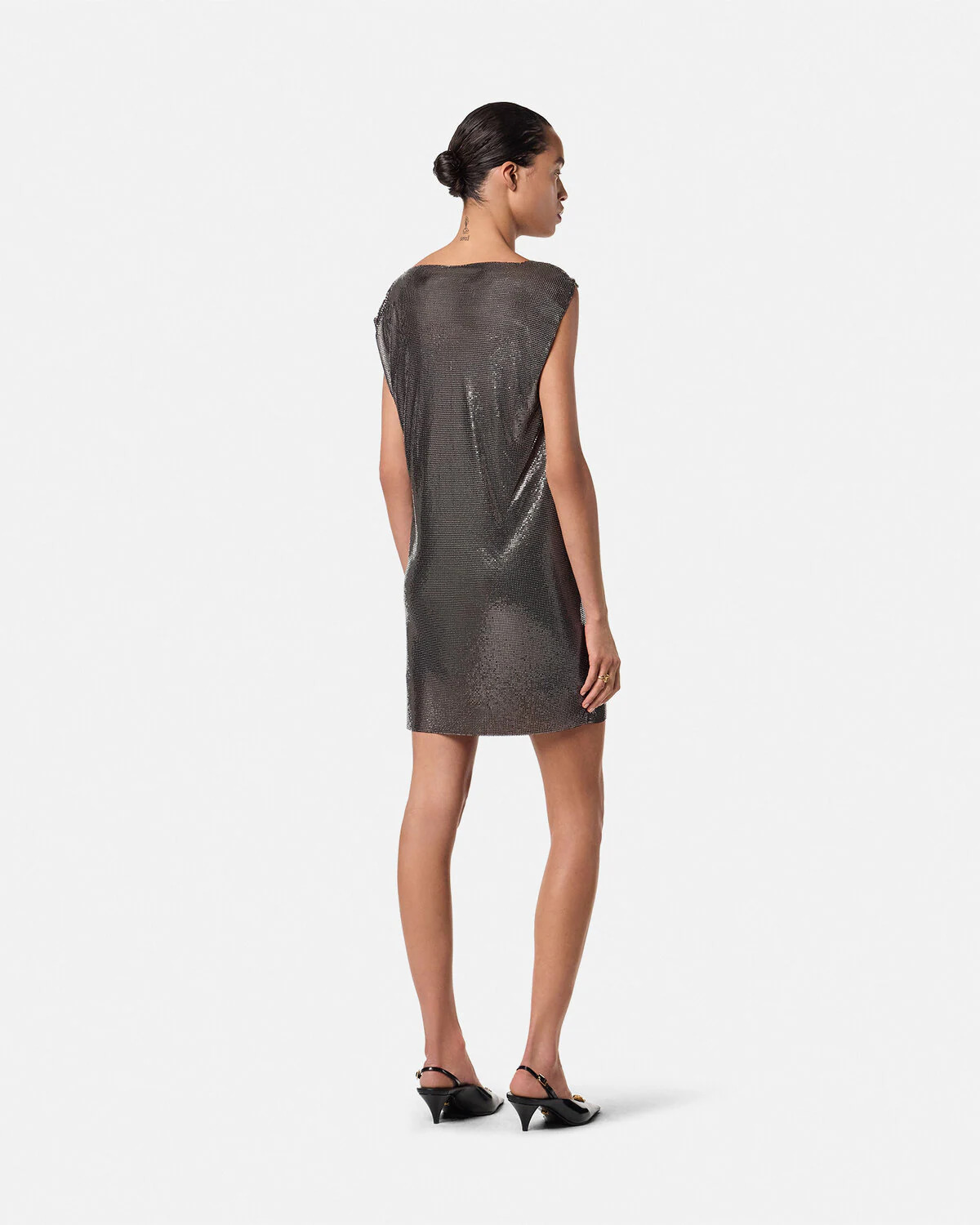 Safety Pin Metal Mesh Mini Dress - 5