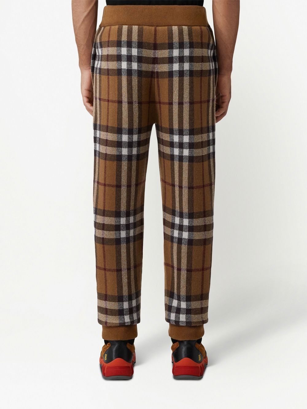 checked tapered track pants - 4