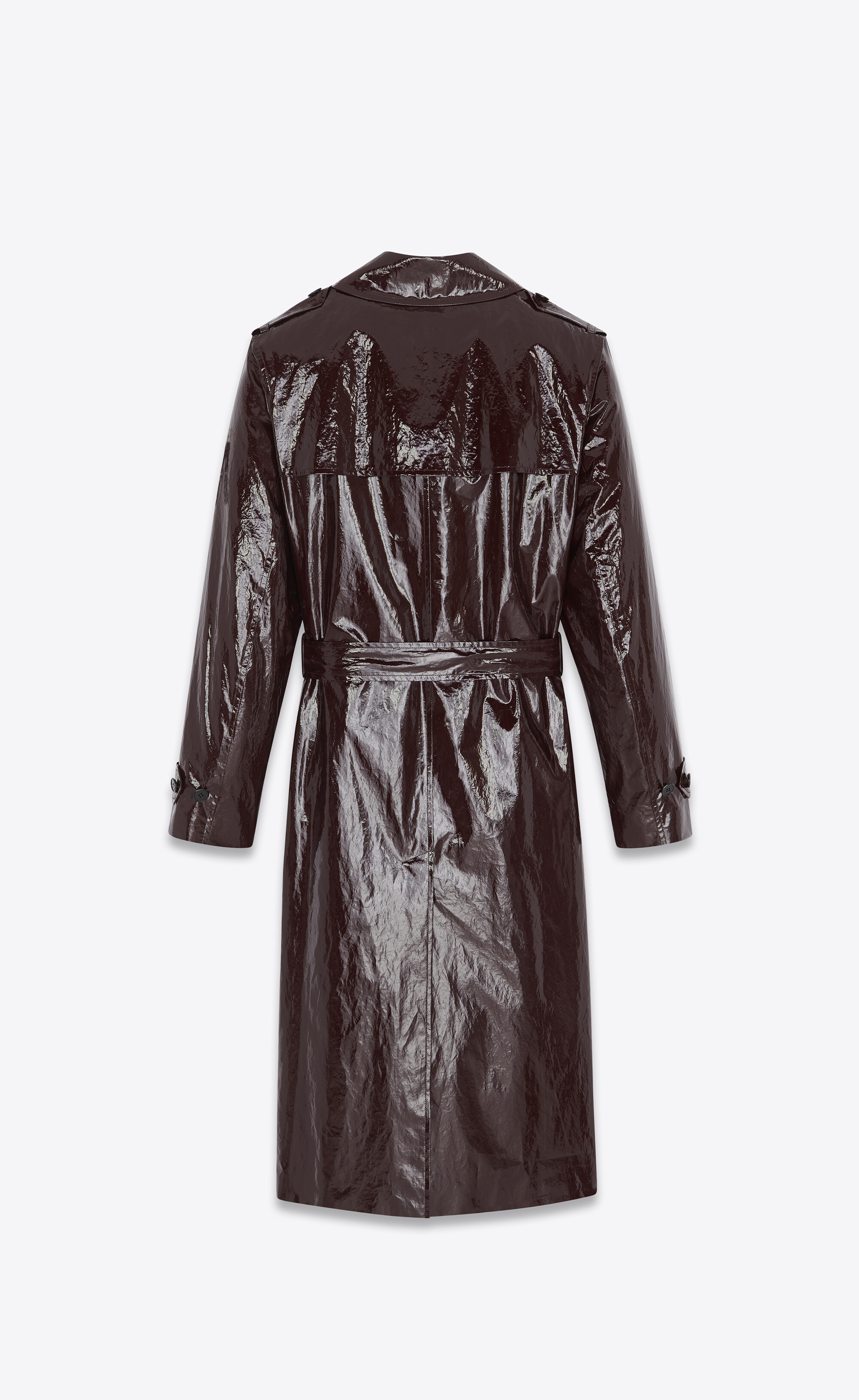 lacquered-effect trench coat - 3