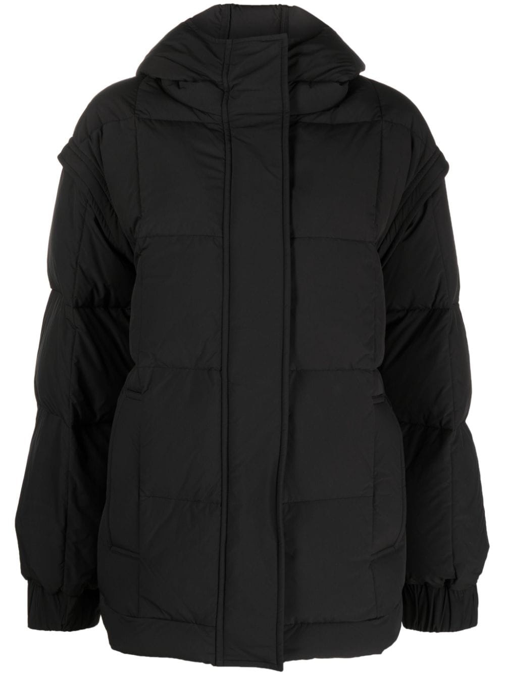 detachable-sleeves hooded puffer jacket - 1