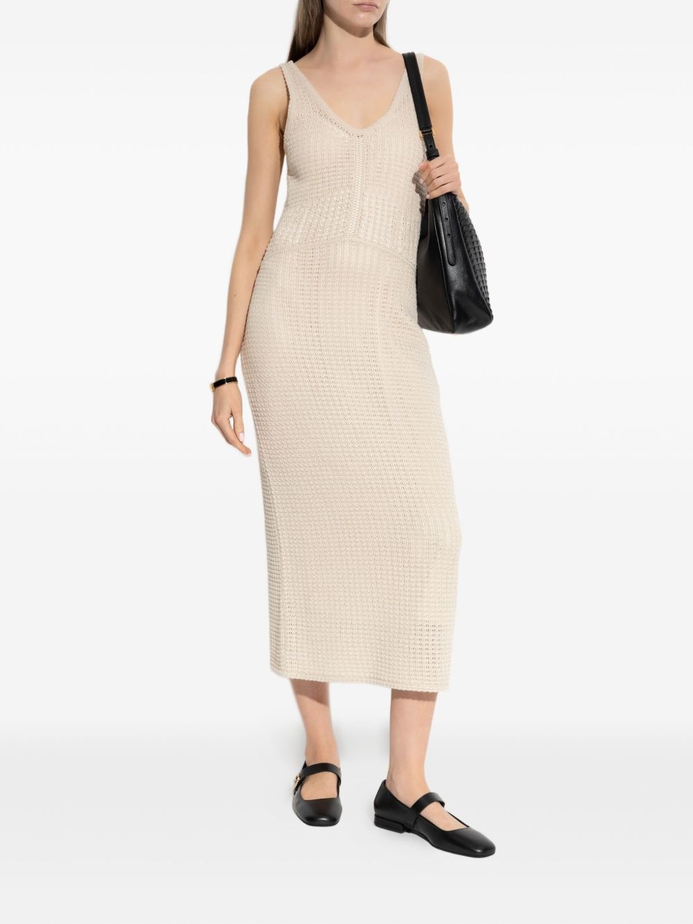 crochet-knit midi dress - 2