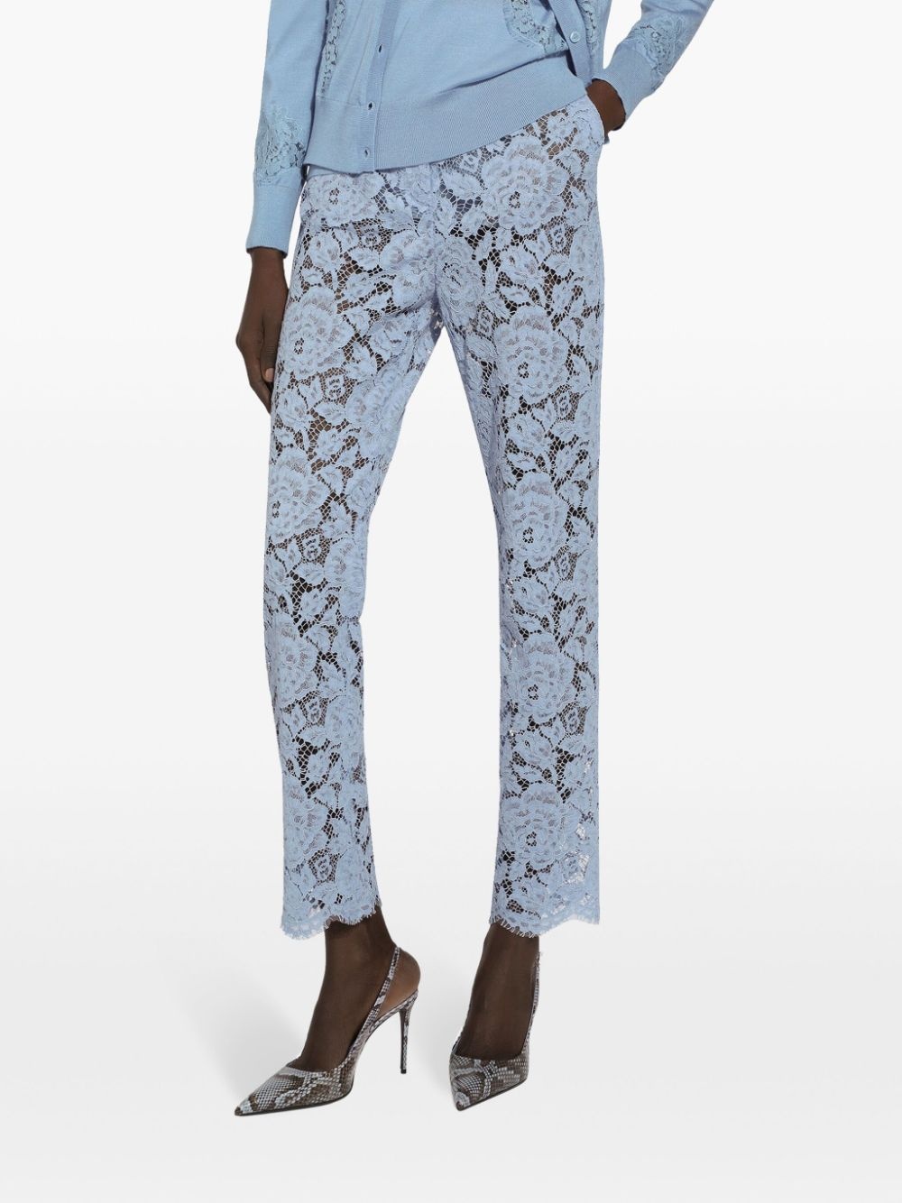 embroidered lace trousers - 6
