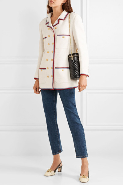 GUCCI Grosgrain-trimmed wool-blend tweed blazer outlook