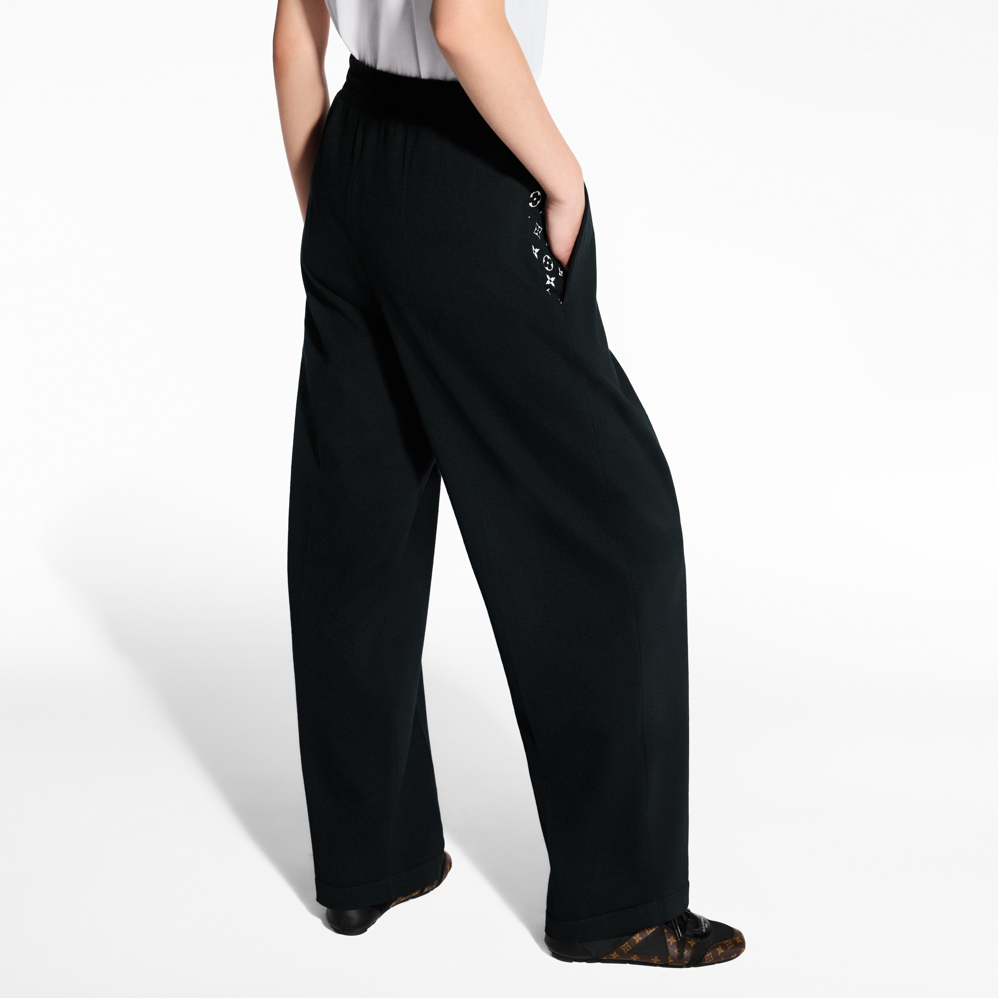 Monogram Accent Wide-Leg Jogging Pants - 5