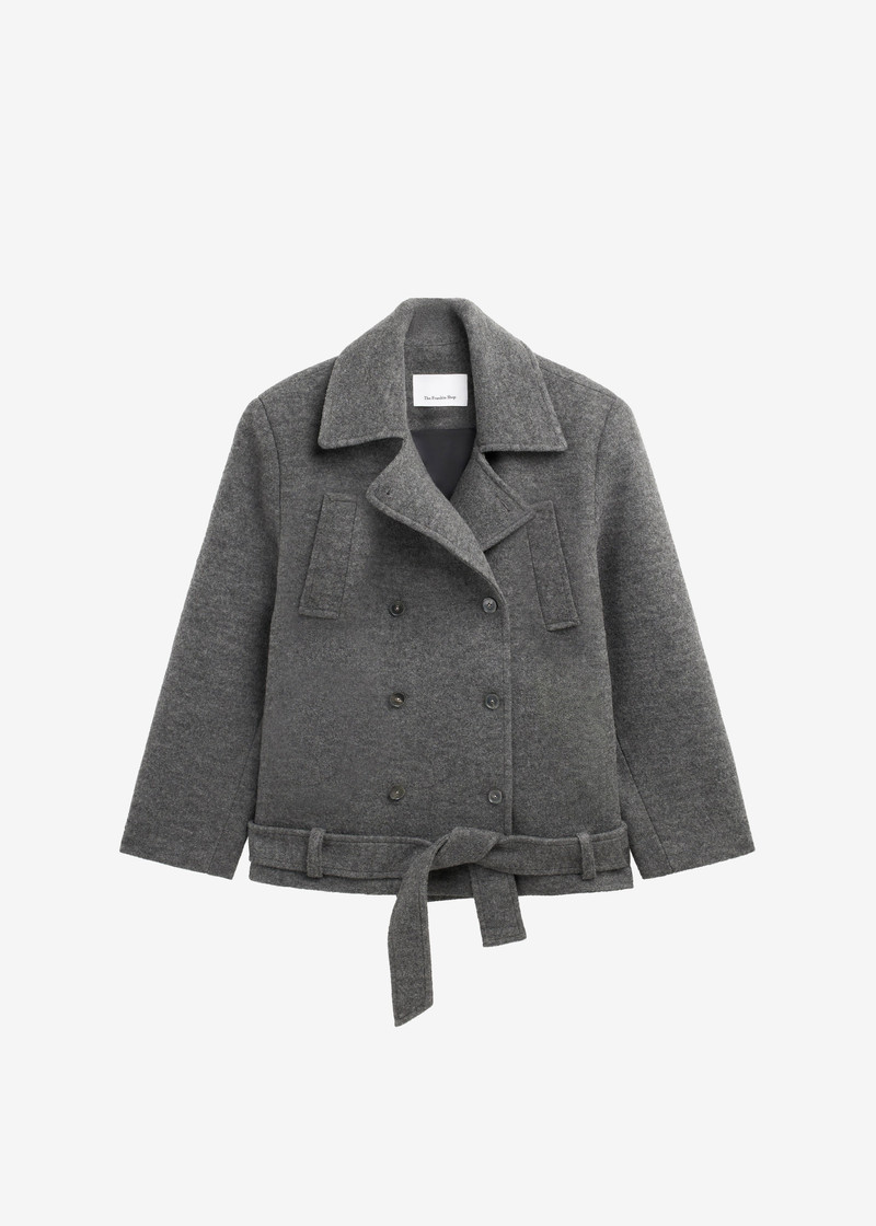 Scothern Brushed Wool Peacoat - Grey Melange 1