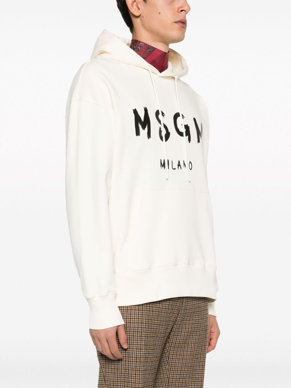 logo-flocked cotton hoodie - 3