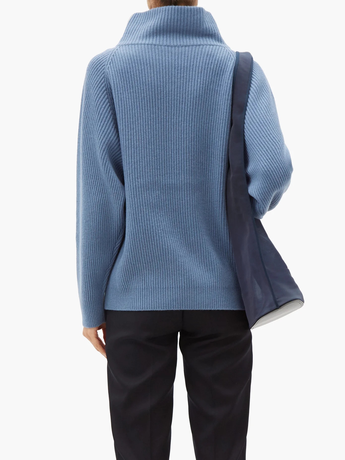 Foldover-neck ribbed cashmere sweater - 5