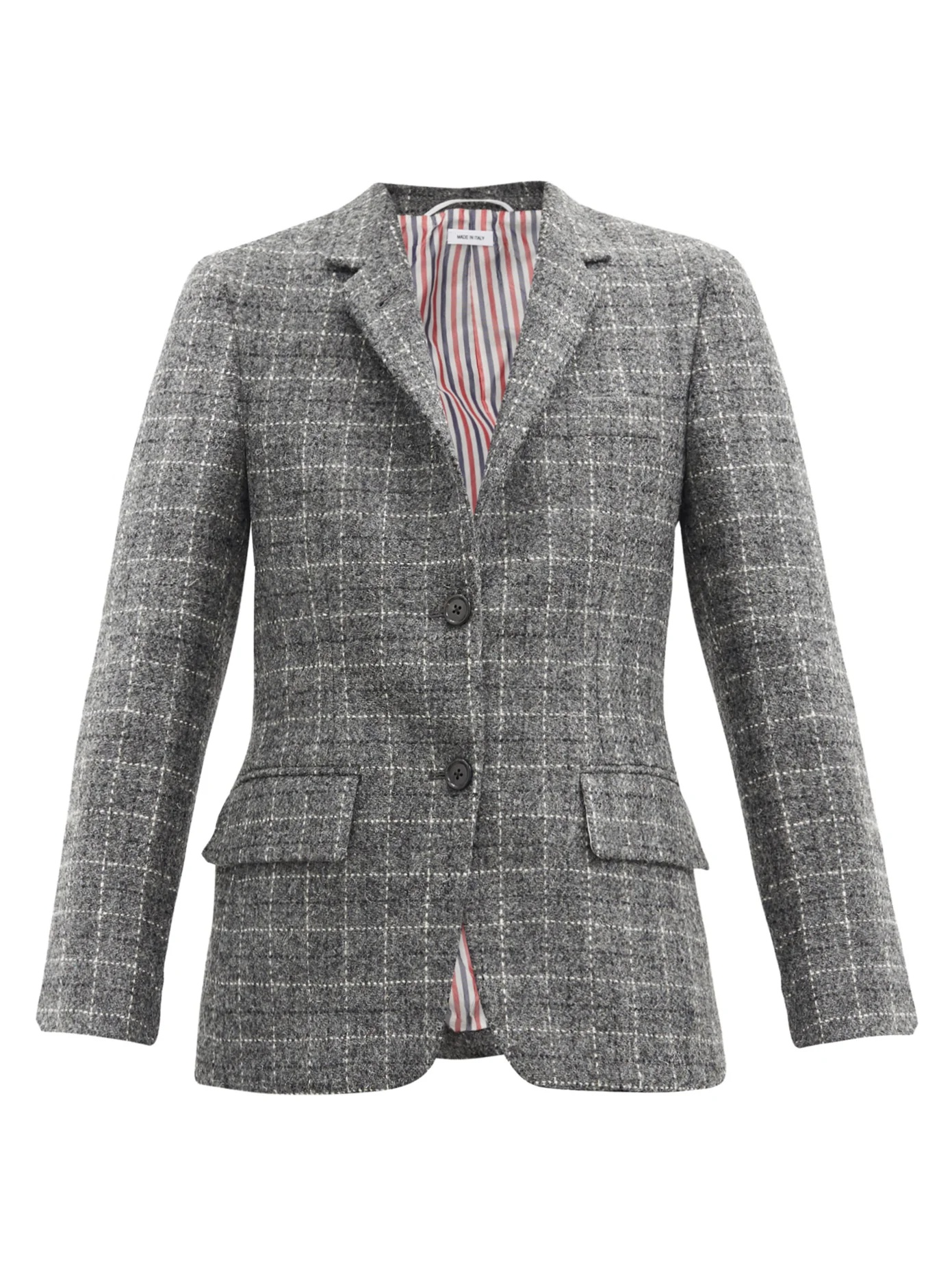 Single-breasted check wool jacket - 1