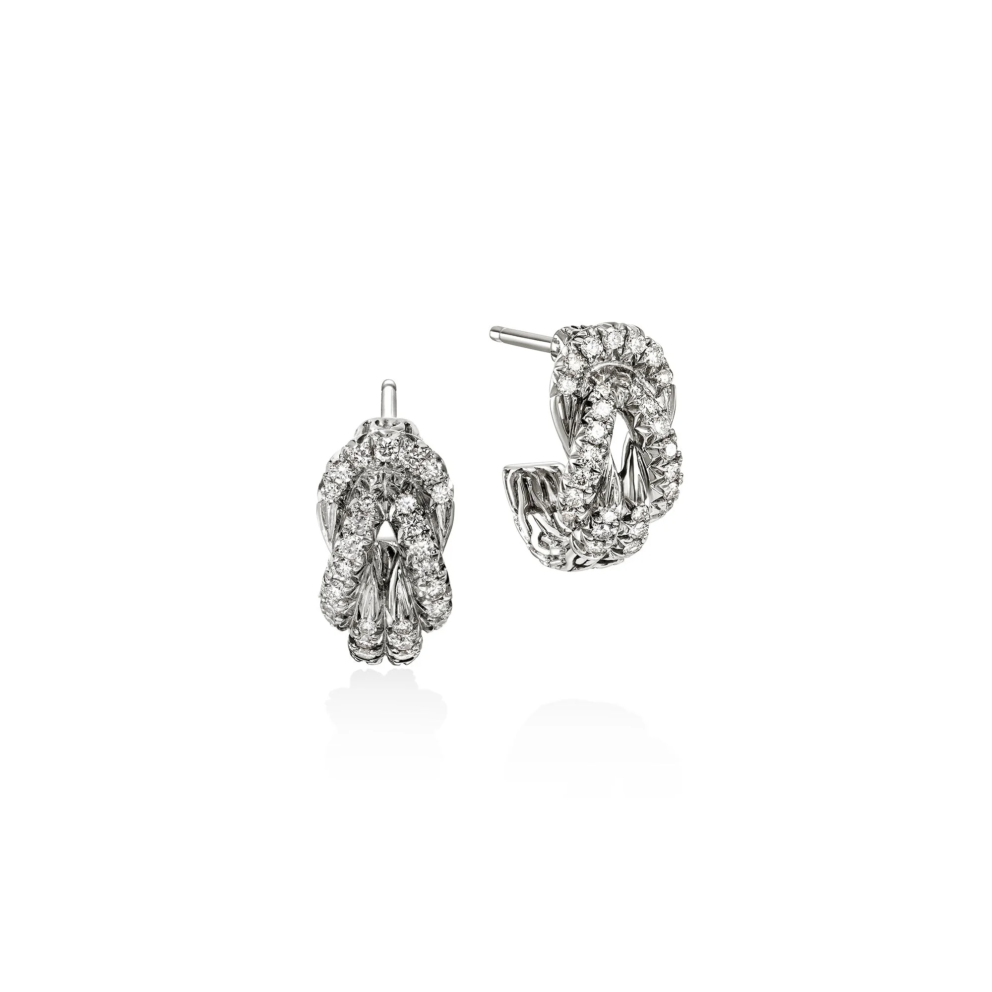 Love Knot Earrings, Sterling Silver, Diamonds - 1