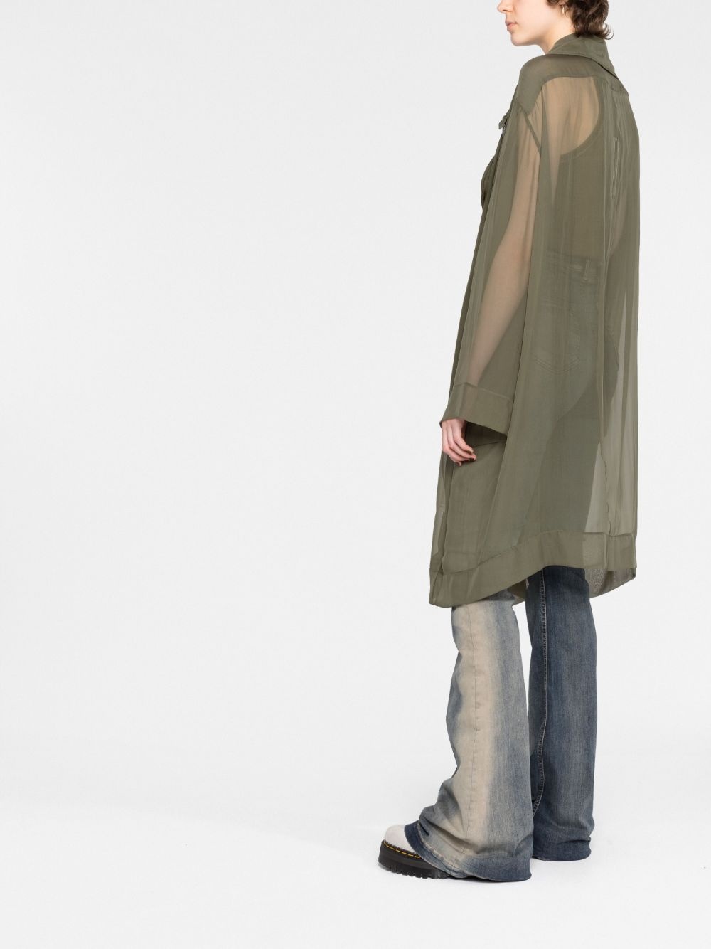 sheer silk trench coat - 4