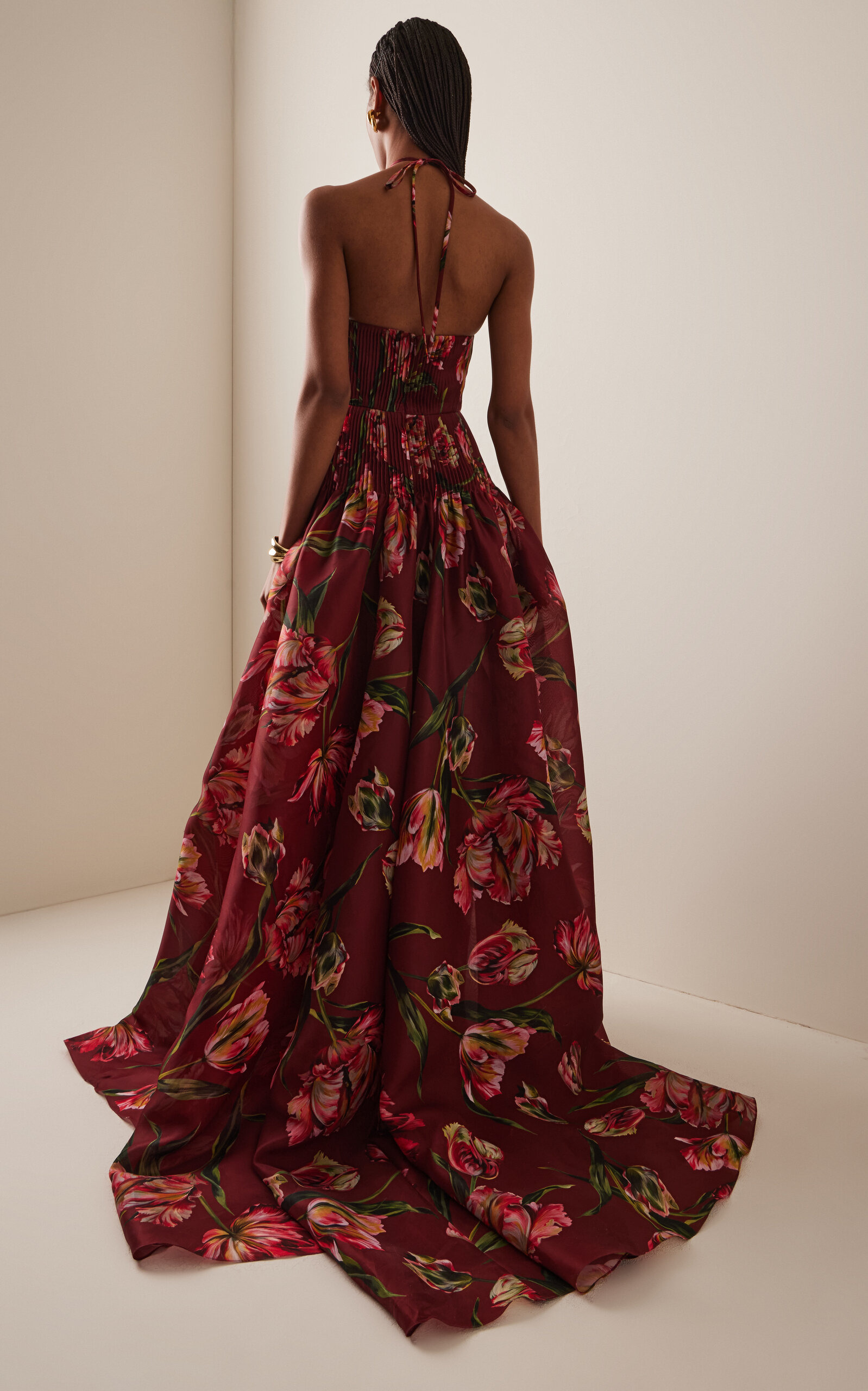 Floral Silk Gown red - 4