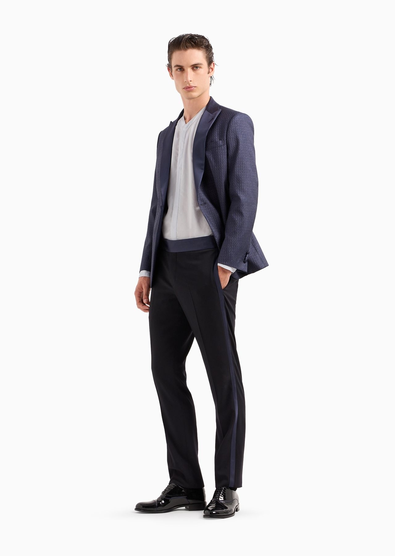 Soho line single-breasted tuxedo jacket in silk-blend jacquard - 4