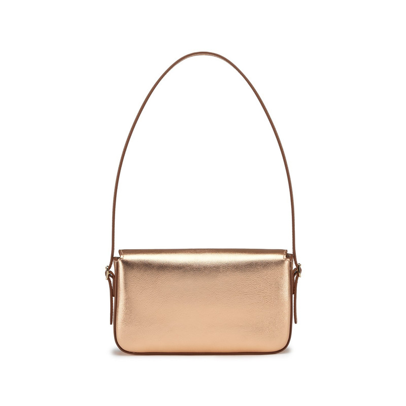 Pink laminated leather shoulder bag 4