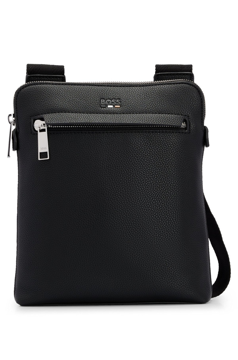 FAUX-LEATHER ENVELOPE BAG WITH LOGO AND SIGNATURE STRIPE - 1
