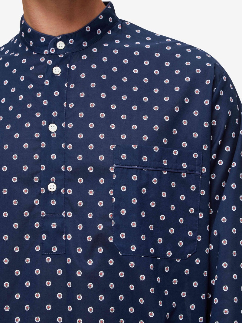 Men's Nightshirt Nelson 93 Cotton Batiste Navy - 5