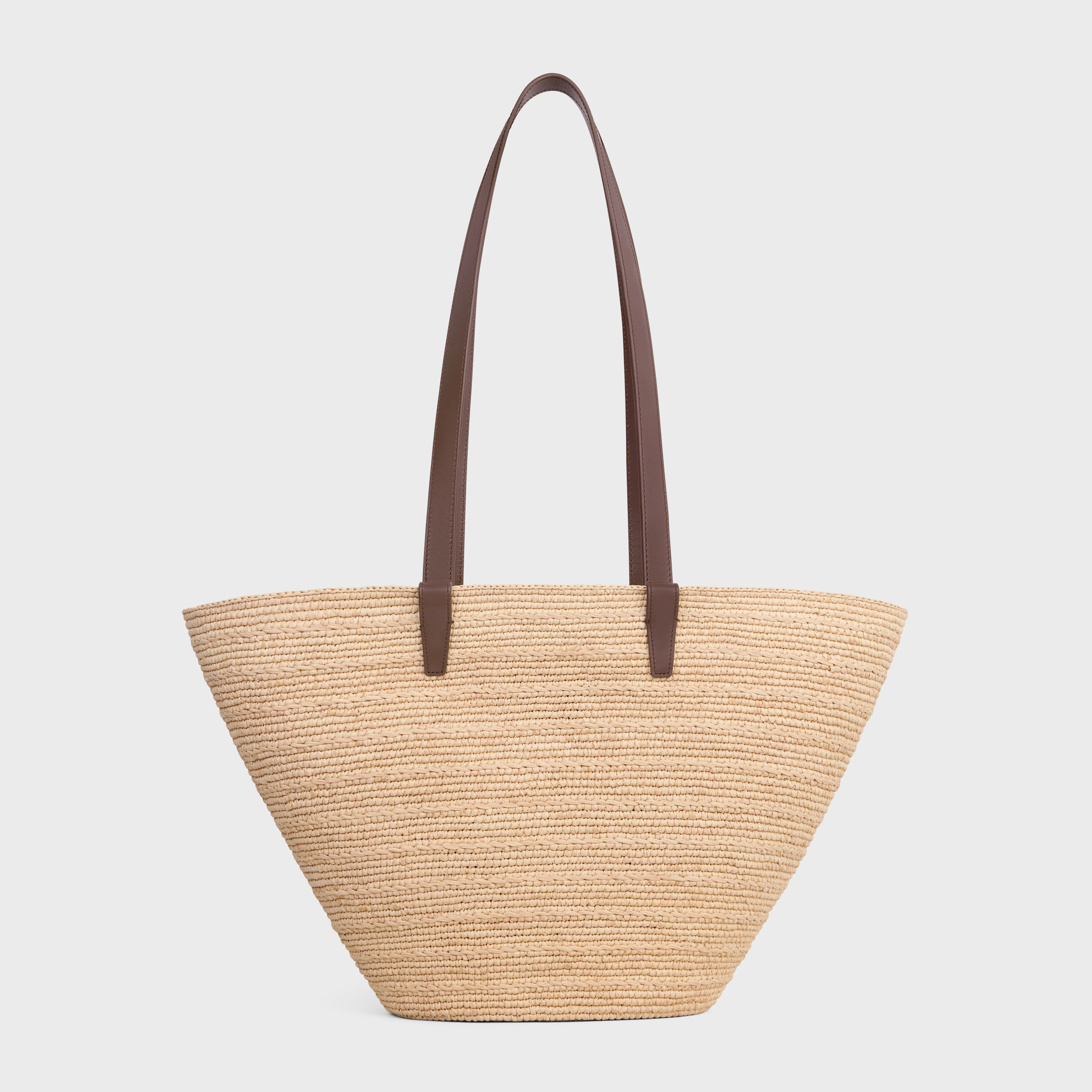 MEDIUM SUPPLE CELINE CLASSIC PANIER in Raffia and calfskin - 3