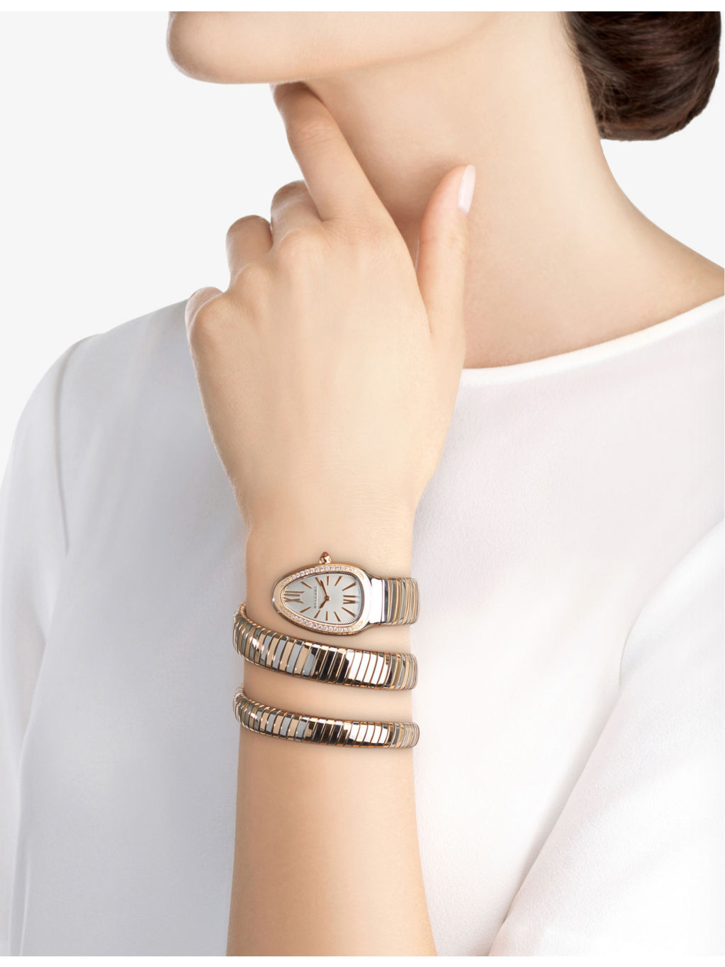 SP35WSPGD.2T Serpenti Tubogas 18ct rose-gold, stainless steel and brilliant-cut diamond quartz watch - 4