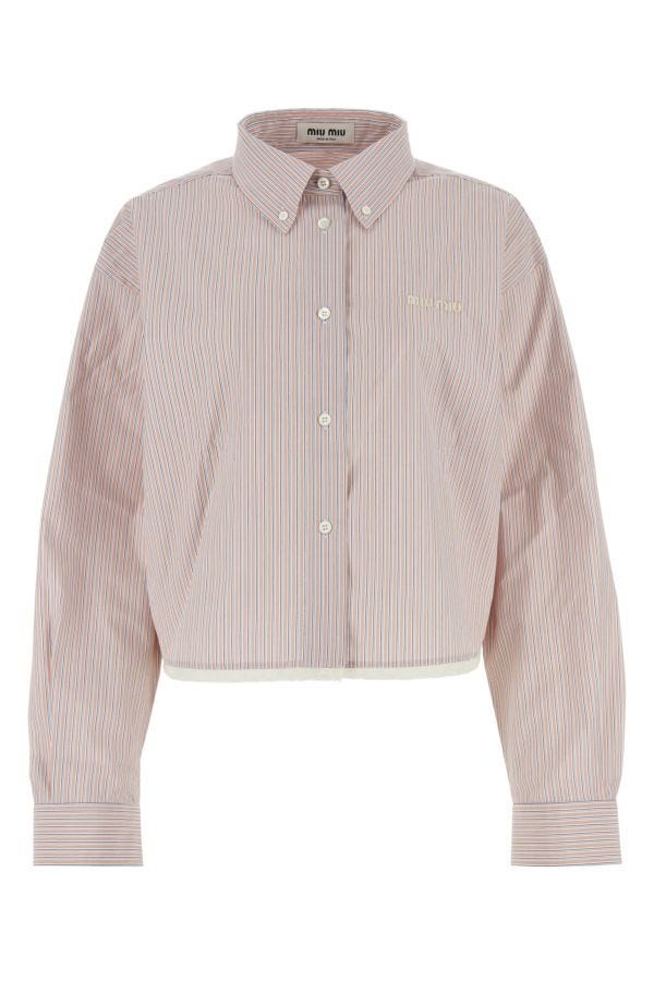 Miu Miu Woman Embroidered Poplin Shirt - 1