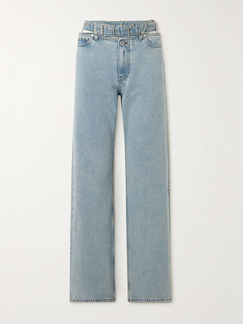 Evergreen belted cut-out organic high-rise straight-leg jeans - 1