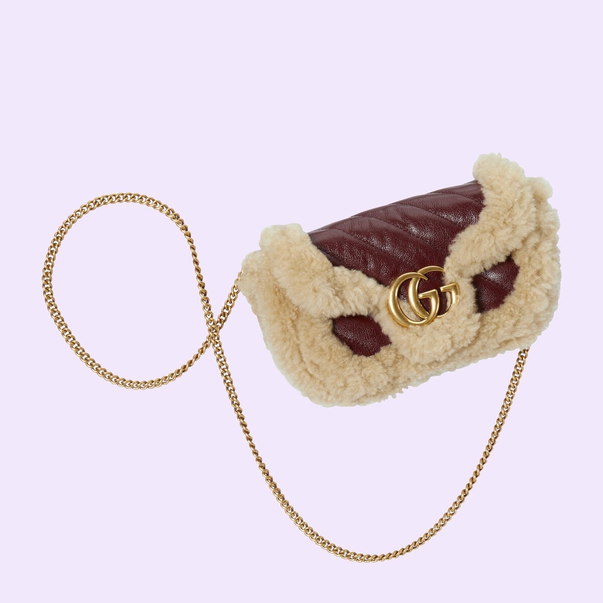GG Marmont super mini bag with wool trim - 4