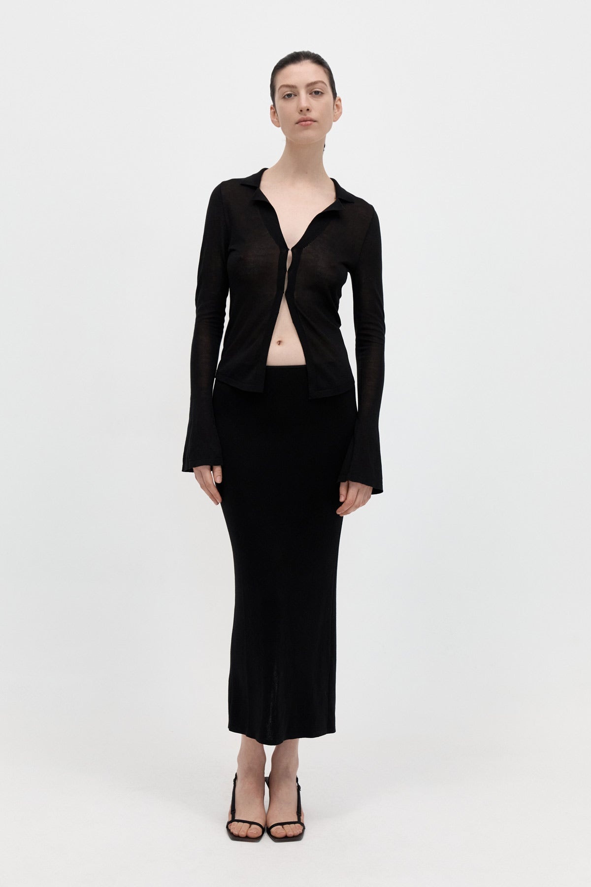 Low Waist Knit Skirt - Black - 2