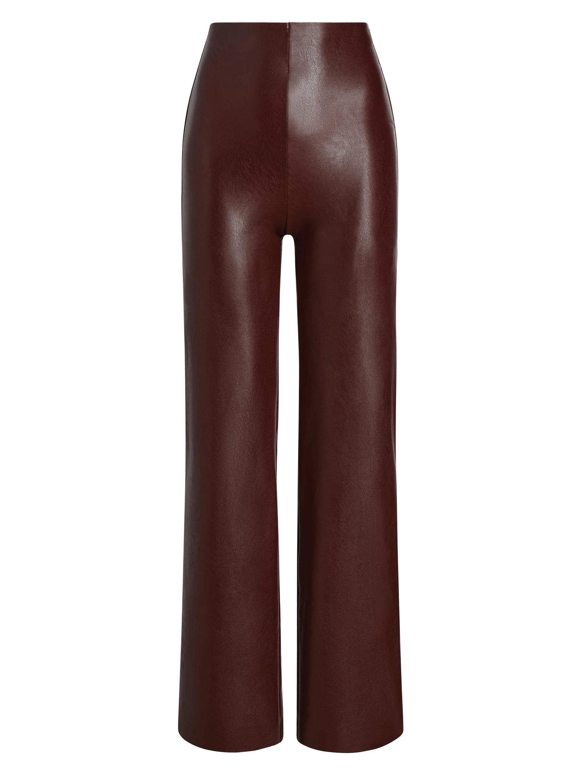 Women's Faux-Leather Wide-Leg Pants - Oxblood - 1
