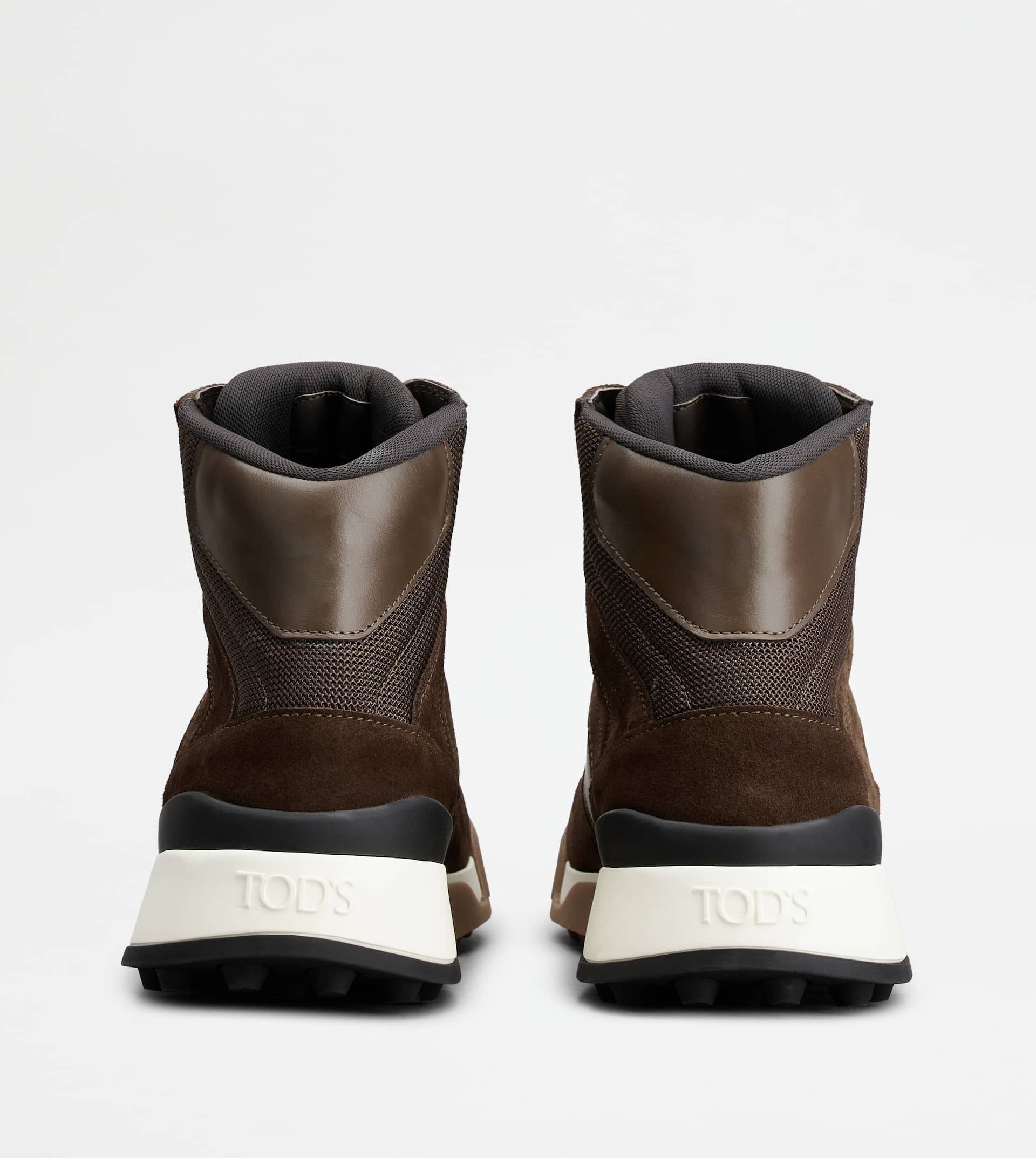 TOD'S HI-TOP SNEAKERS IN SUEDE AND SMOOTH LEATHER - BROWN - 3