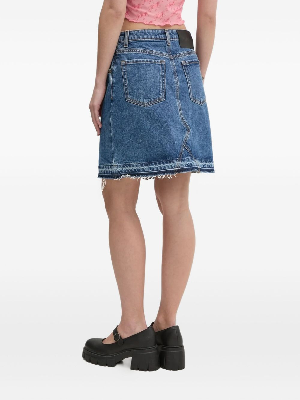 frayed-hem denim mini skirt - 3