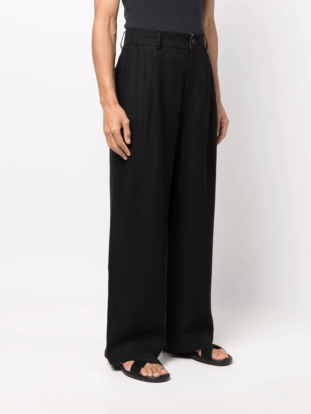 wide-leg linen trousers - 3