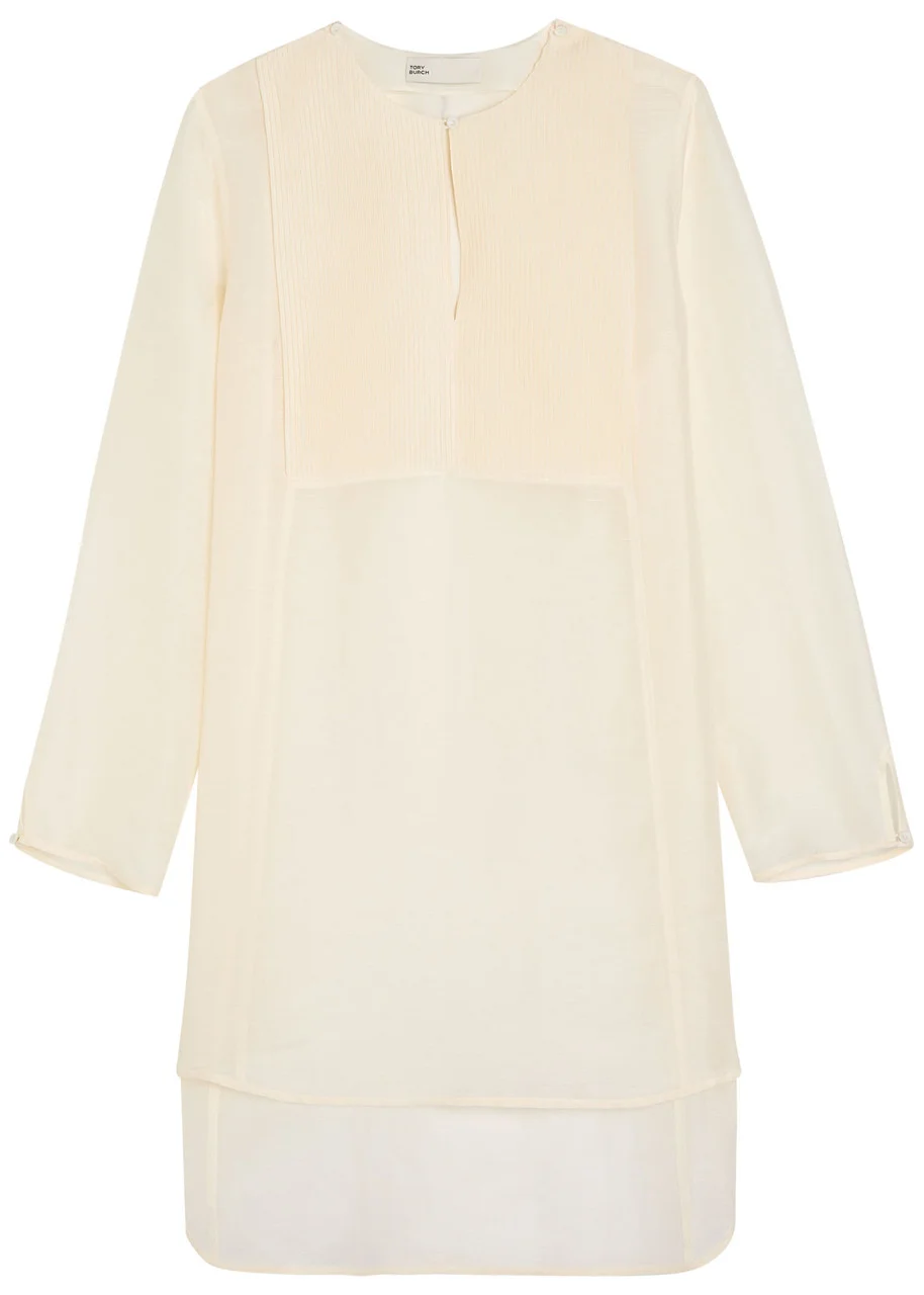 Tory Burch Pintucked Linen and Silk-blend Tunic - 1
